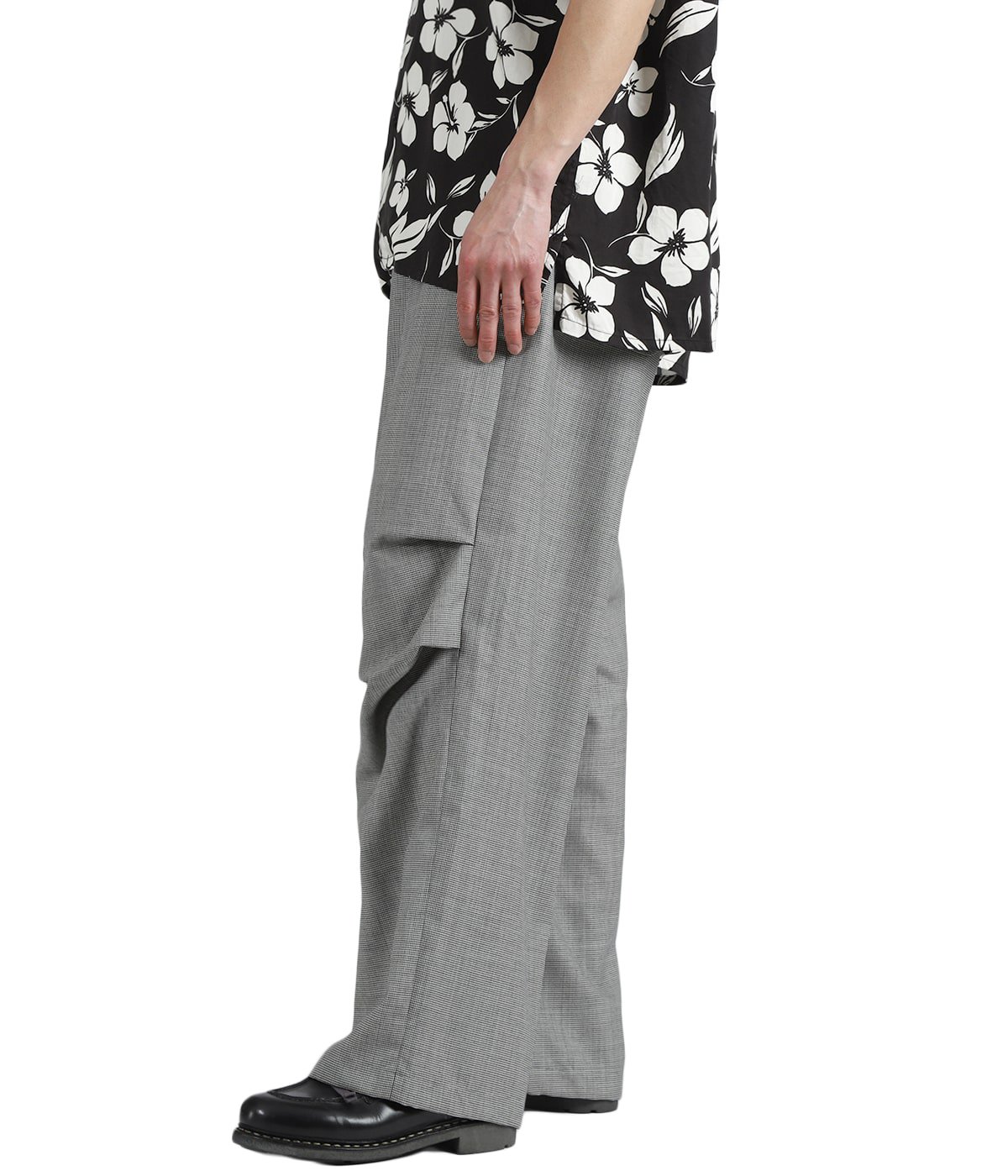 Over Pant Grey Micro Houndstooth Tropical Wool | ENGINEERED