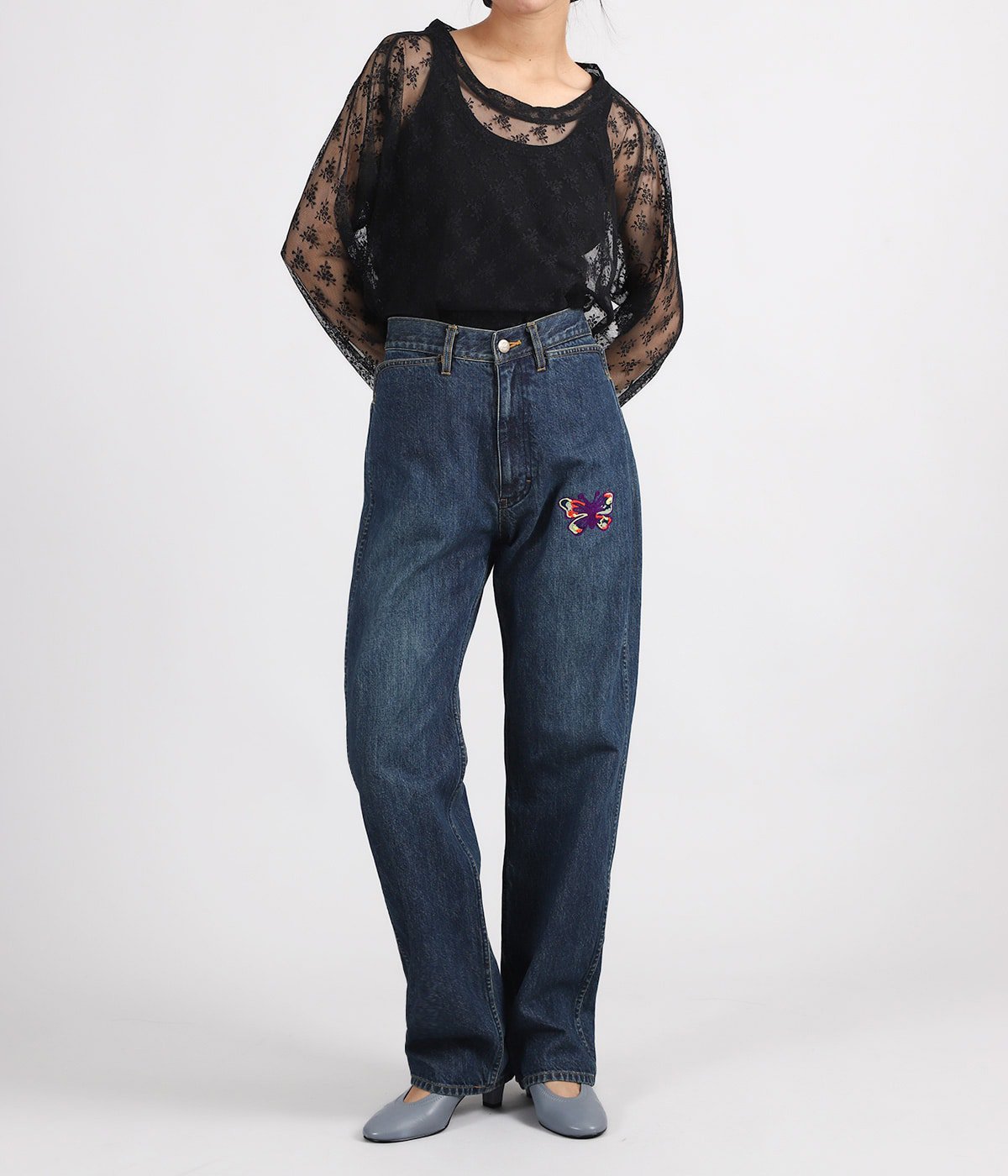 レディース】Papillon Emb. Straight Jean - 12oz Denim | NEEDLES