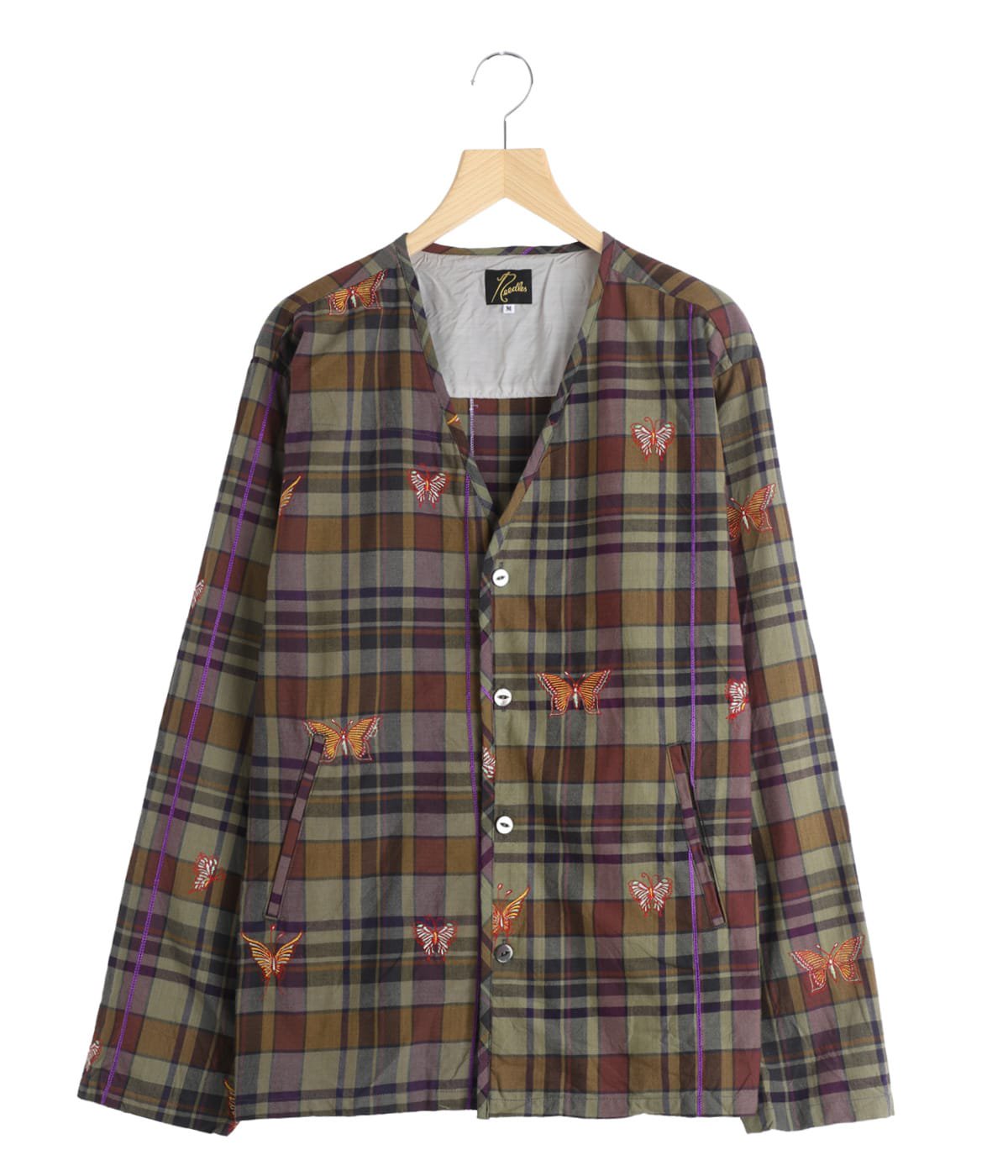 V-Neck Cardigan - Embroidered Madras Plaid | NEEDLES(ニードルズ