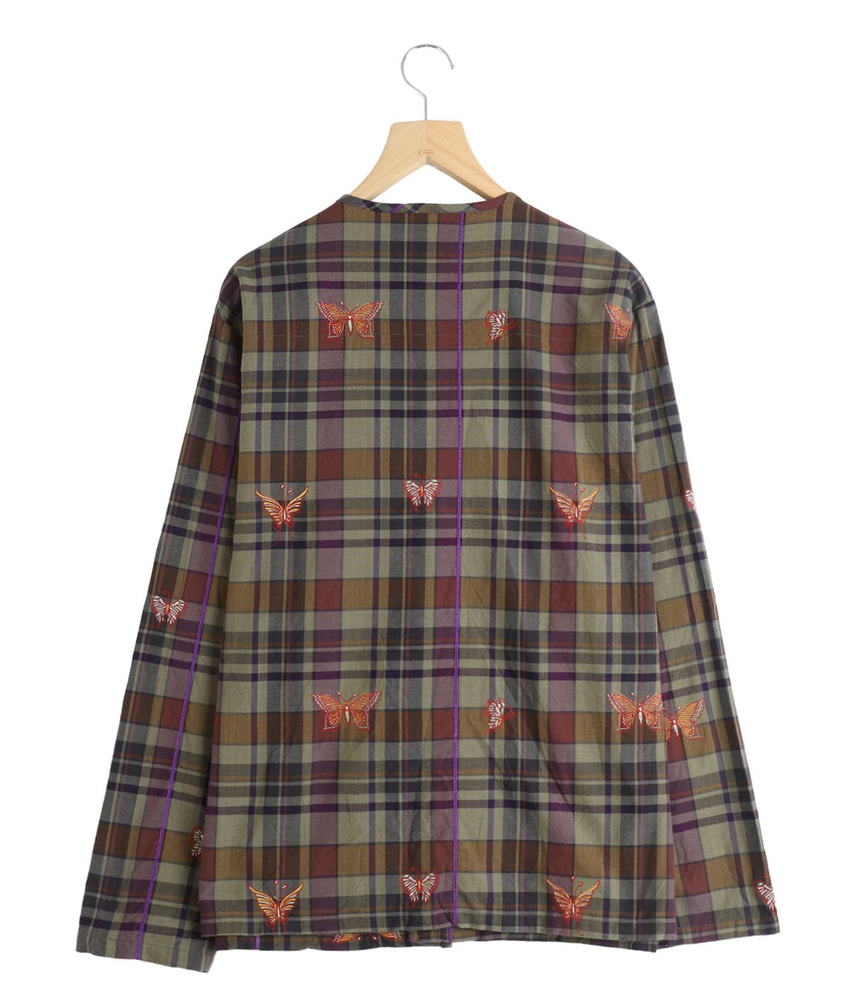 V-Neck Cardigan - Embroidered Madras Plaid | NEEDLES(ニードルズ