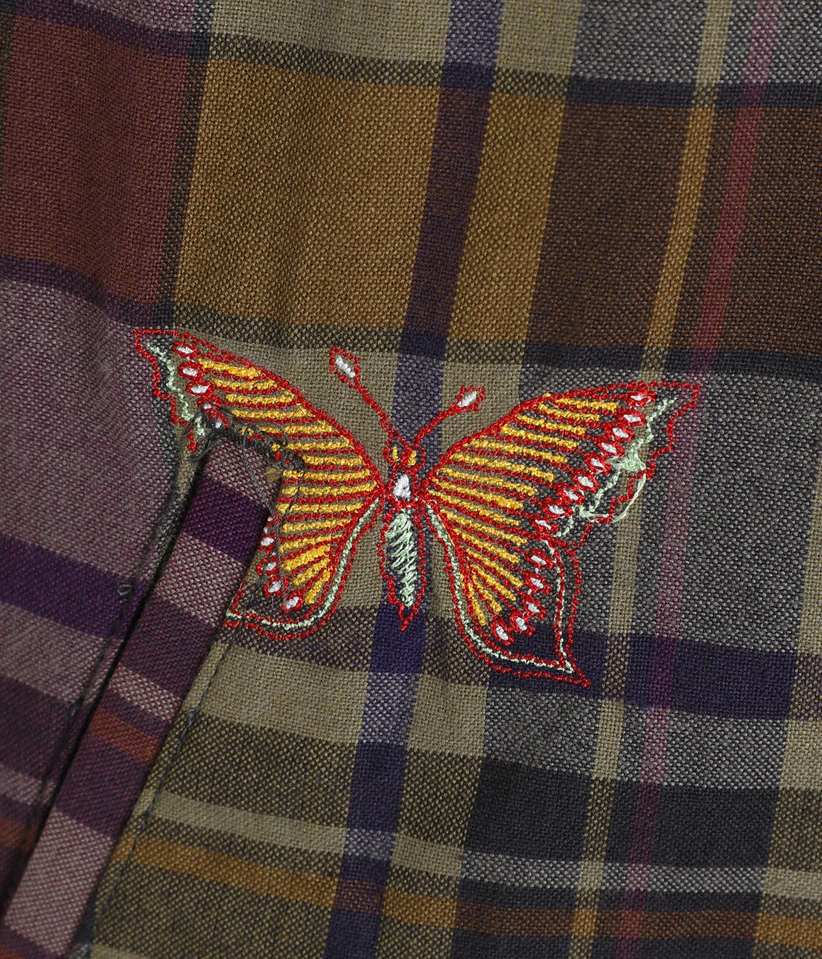 V-Neck Cardigan - Embroidered Madras Plaid | NEEDLES(ニードルズ