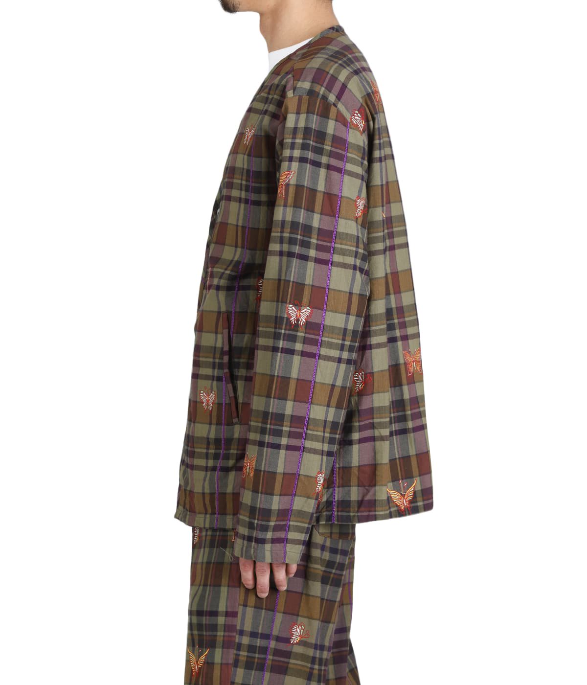 V-Neck Cardigan - Embroidered Madras Plaid | NEEDLES(ニードルズ
