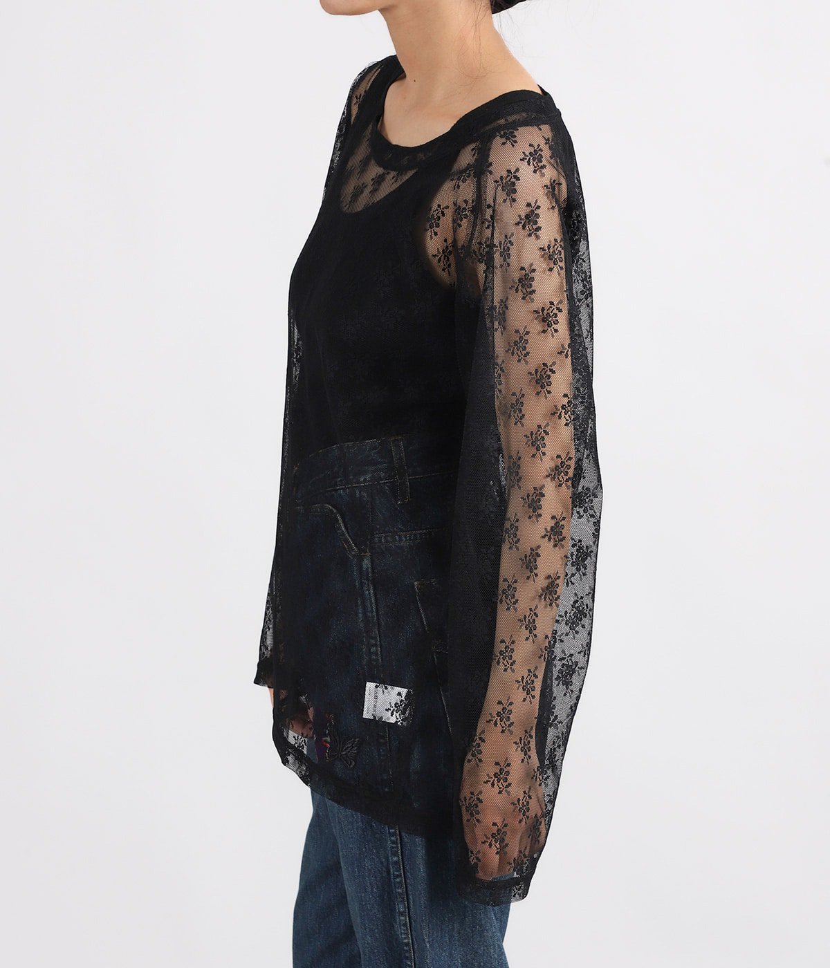 レディース】L/S U-Neck Tee - Floral Raschel Lace | NEEDLES