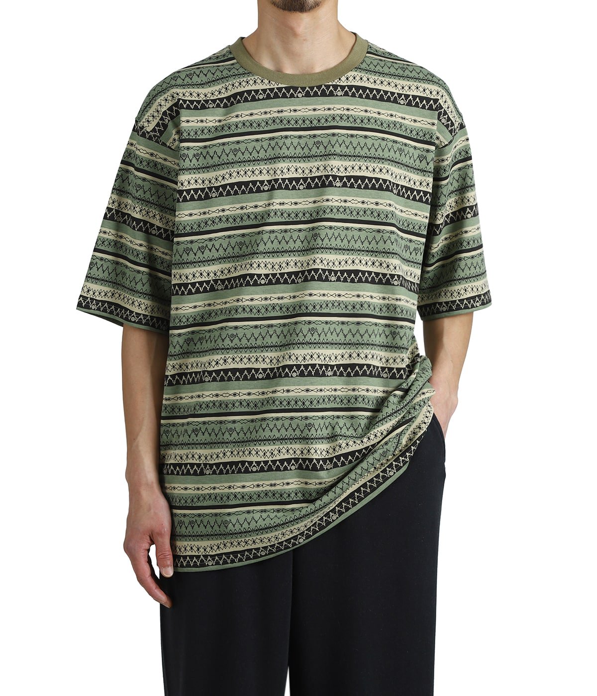 S/S Crew Neck Tee - Stripe Jersey / Stripe Printed | South2 West8