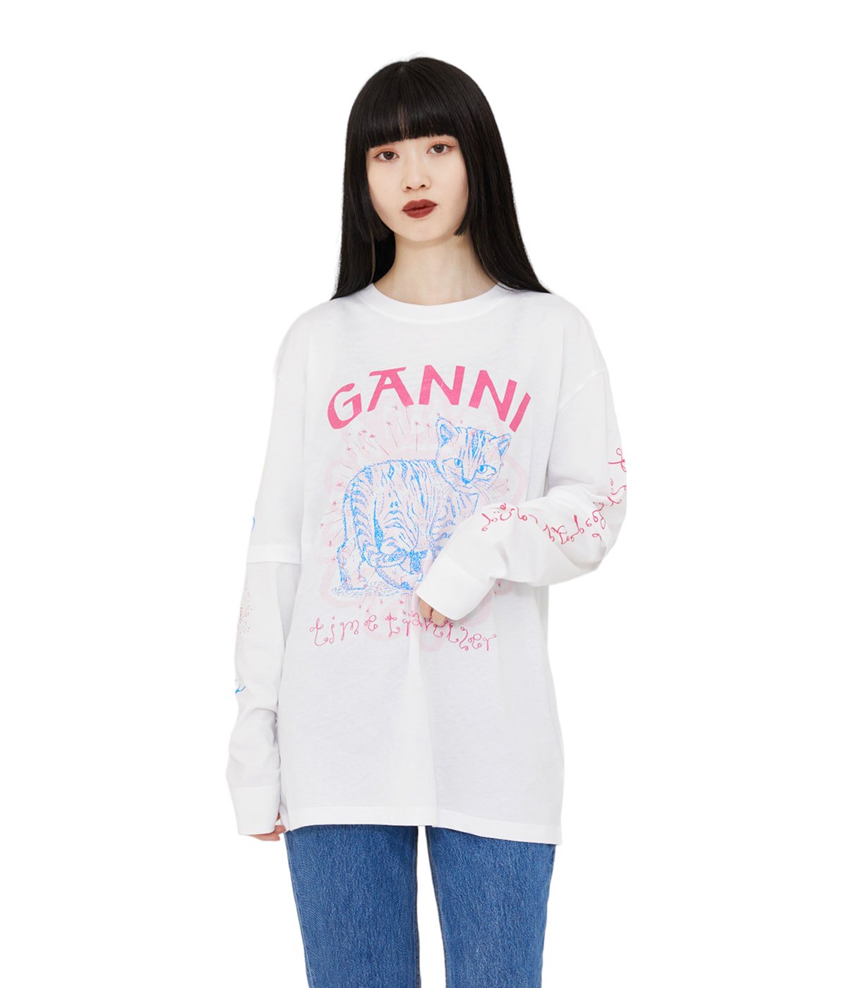 レディース】LIGHT JERSEY CAT LONG SLEEVE T-SHIRT | GANNI(ガニー