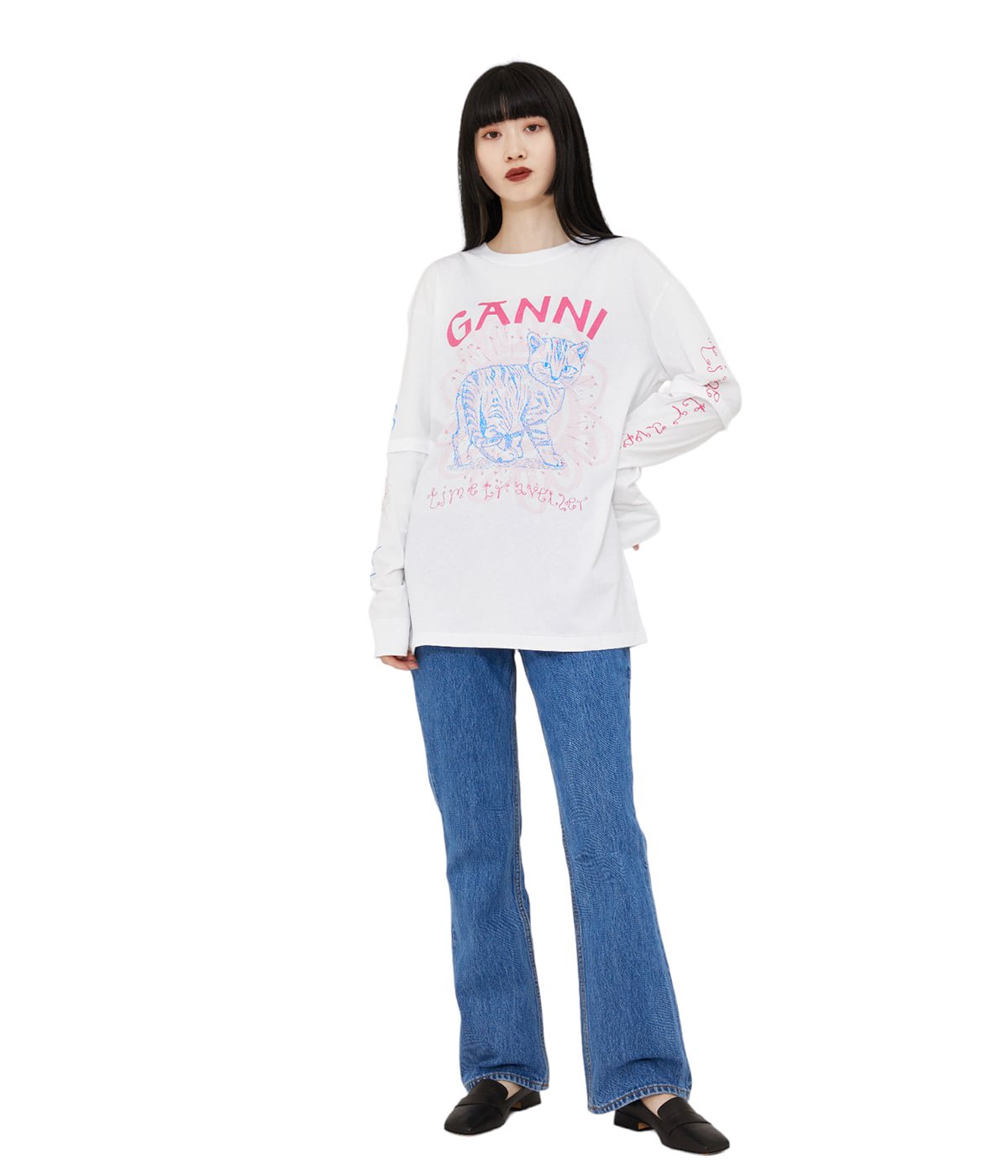 レディース】LIGHT JERSEY CAT LONG SLEEVE T-SHIRT | GANNI(ガニー