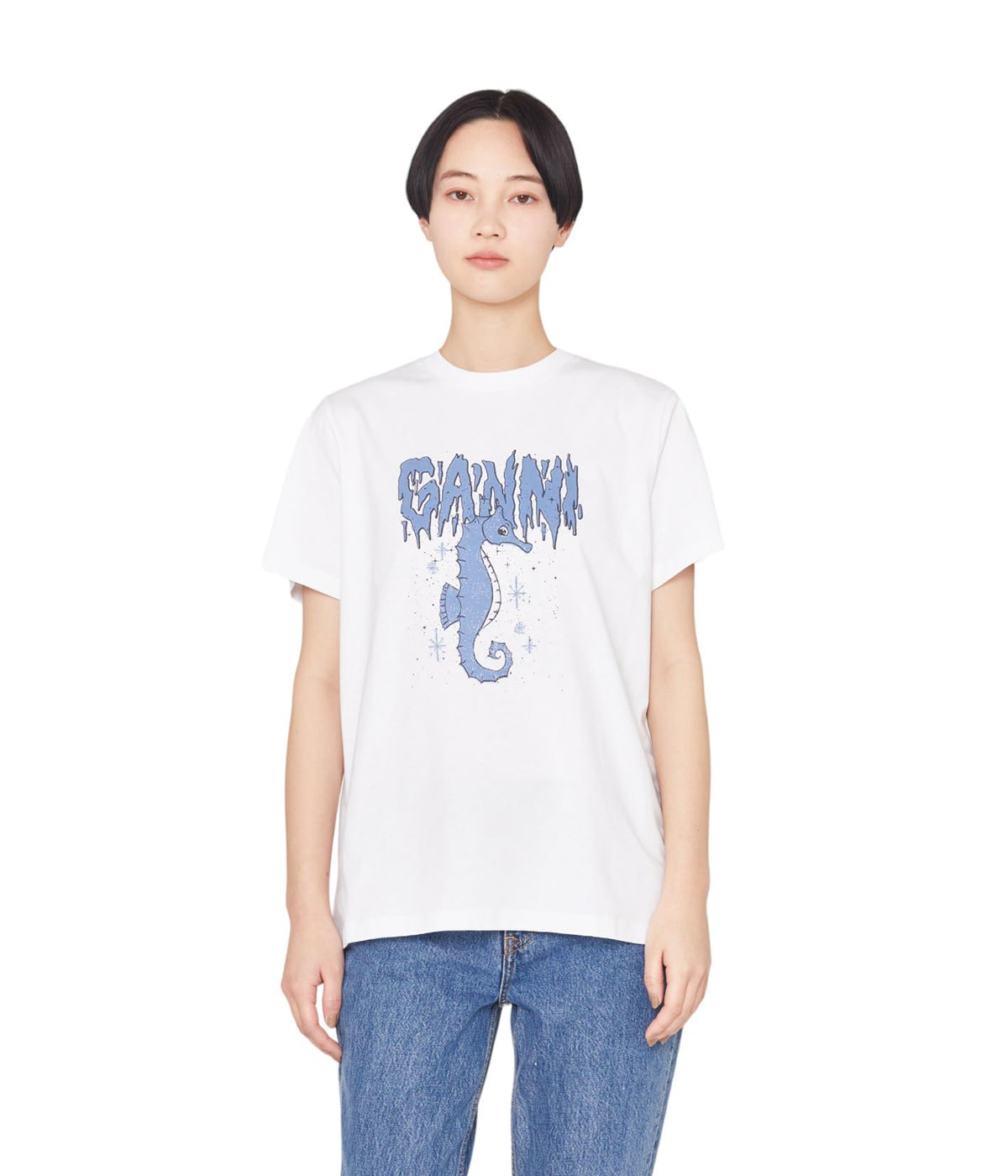 レディース】Basic Jersey Seahorse Relaxed T-shirt | GANNI(ガニー 