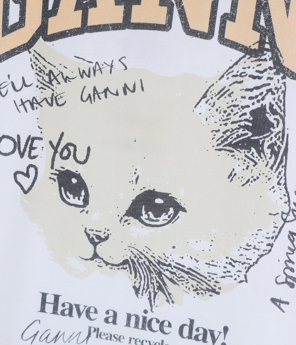 レディース】Basic Cotton Jersey Kitty Fitted T-shirt | GANNI