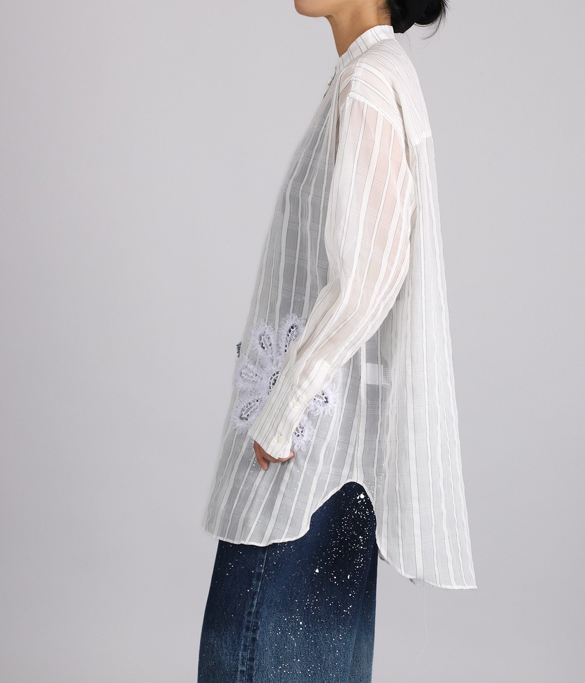 レディース】Sun Flower Stripe Sheer Shirt | TELMA(テルマ 