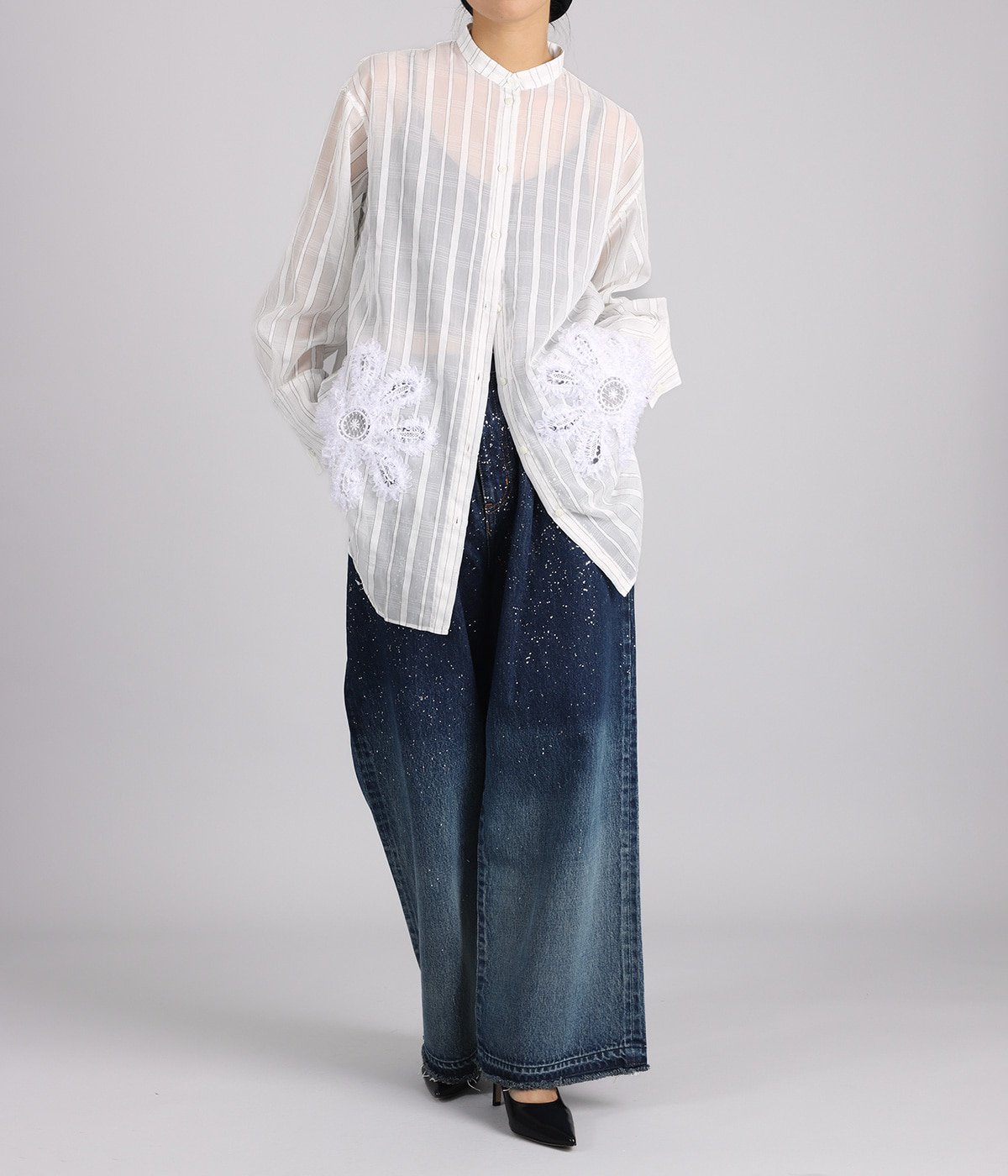 レディース】Sun Flower Stripe Sheer Shirt | TELMA(テルマ 