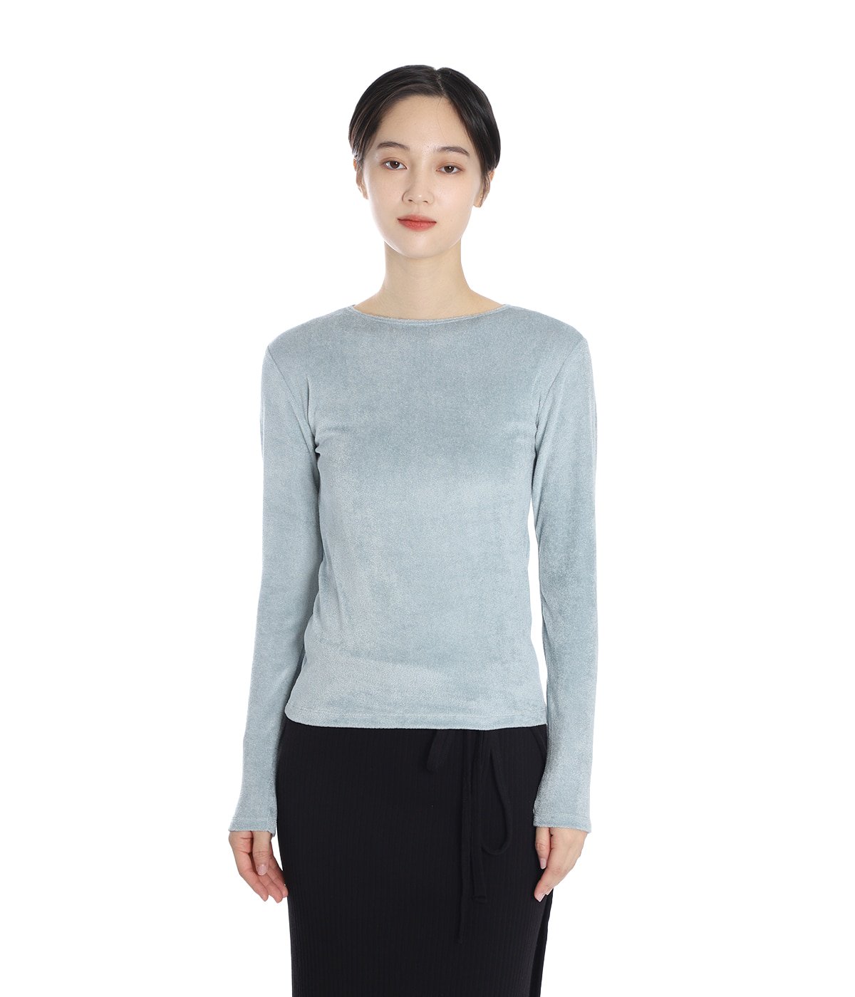 Baserange OMO LONG SLEEVE TEE ベロア Omo Long Sleeve Tee in Alba brown | Ecovero velour | Baserange