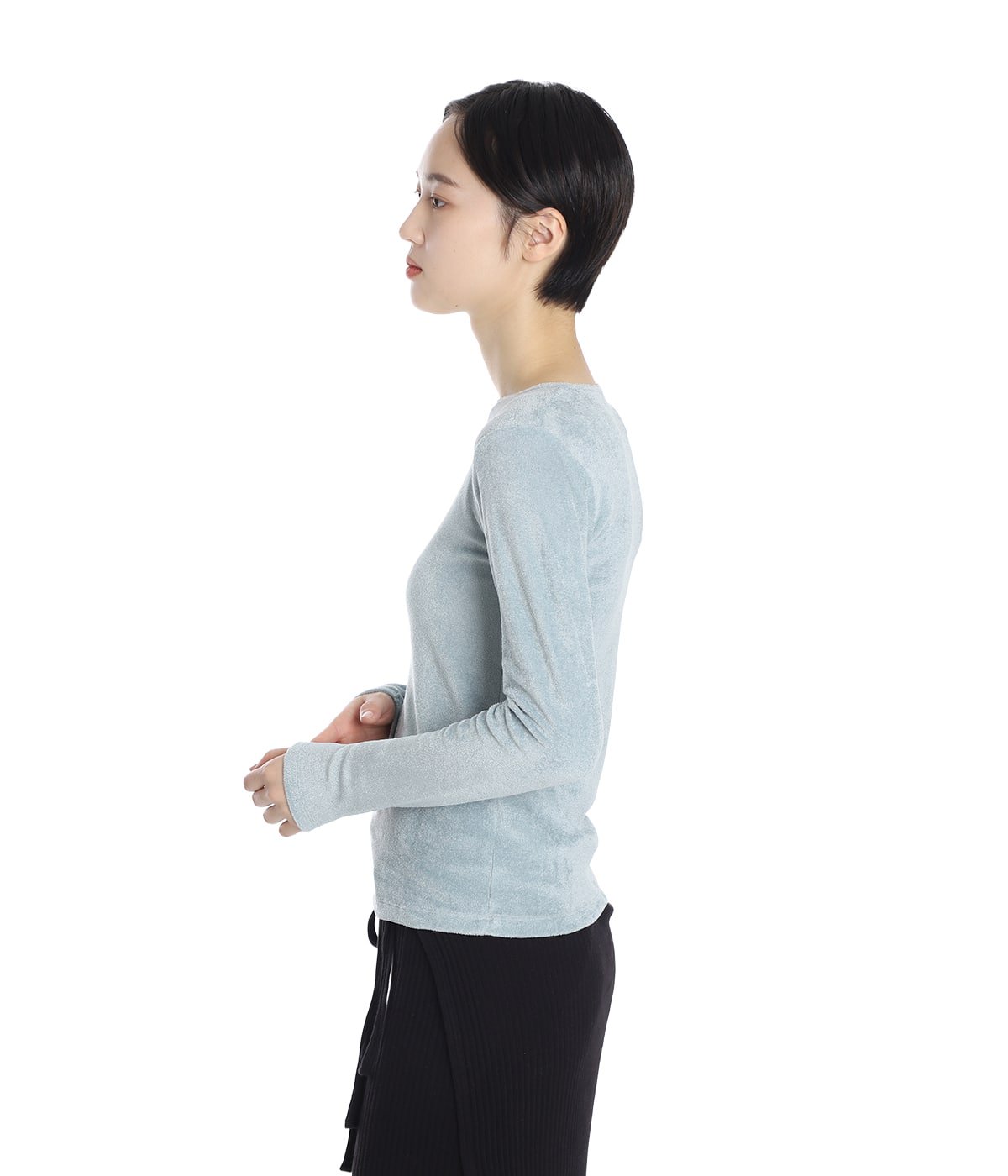 Baserange OMO LONG SLEEVE TEE ベロア Omo Long Sleeve Tee in Alba brown | Ecovero velour | Baserange