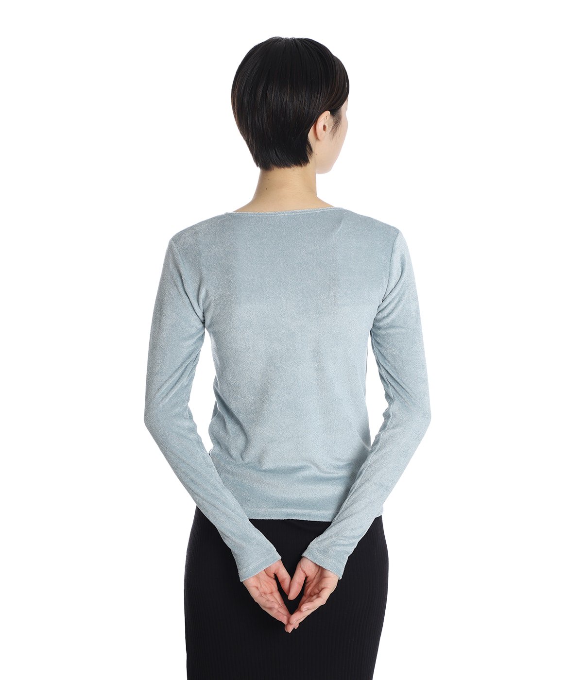 カットソー(長袖/七分) baserange Omo Longsleeve Shinyvelours Omo Long Sleeve Tee in Alba brown | Ecovero velour | Baserange