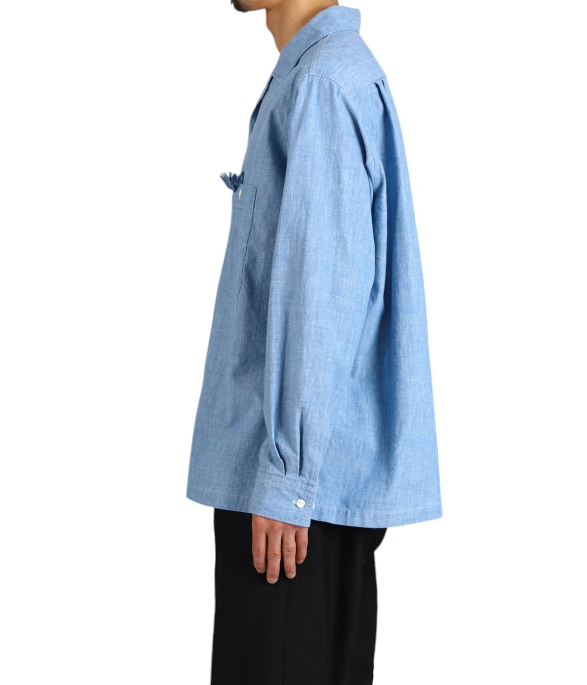Unlikely Open Collar Work Chambray with Flower | Unlikely