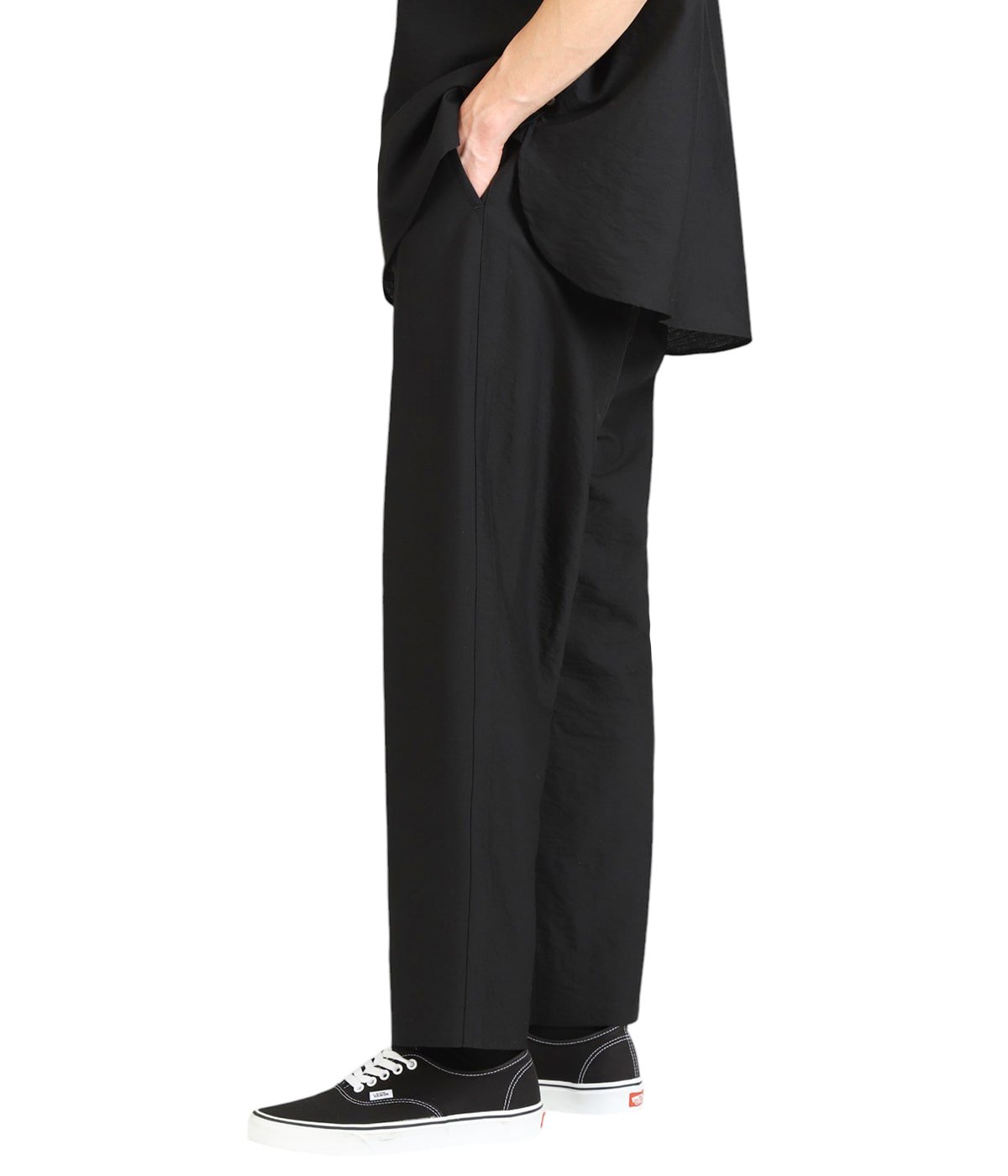 meer メーア CROSS VOLUME PANTS クロスボリュームパンツ レディース】Acetate Polyester High Waisted Center Creased