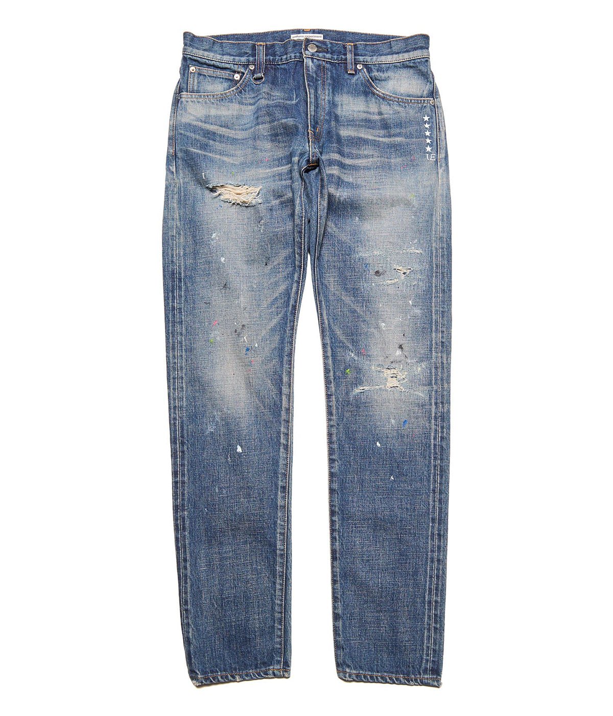 DAMAGED DENIM TAPERED-FIT JEANS | uniform experiment(ユニフォーム
