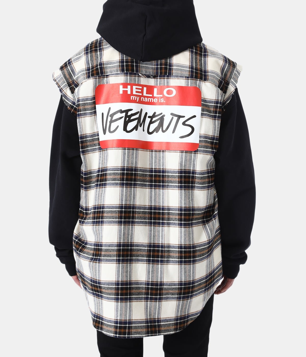 MY NAME IS VETEMENTS SLEEVELESS FLANNEL SHIRT | VETEMENTS