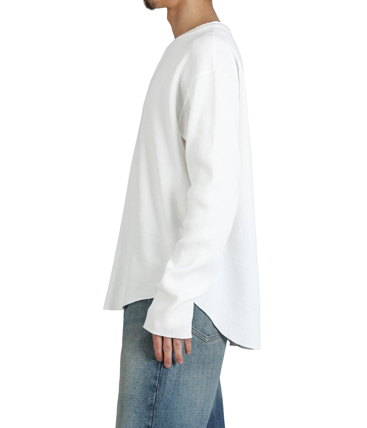 Long-sleeve henry neck waffle T-shirt | UNUSED(アンユーズド