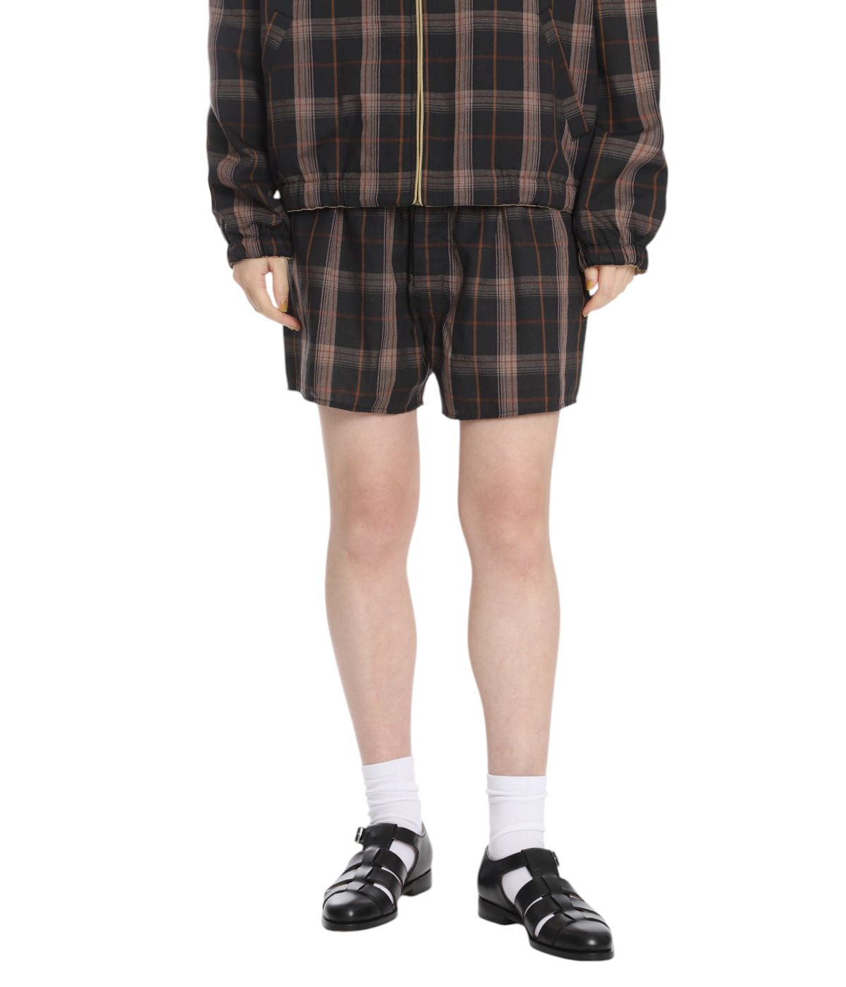 FUMIKA UCHIDA： PLAID TRUNK SHORTS - D.GREEN PLAID - ORANN