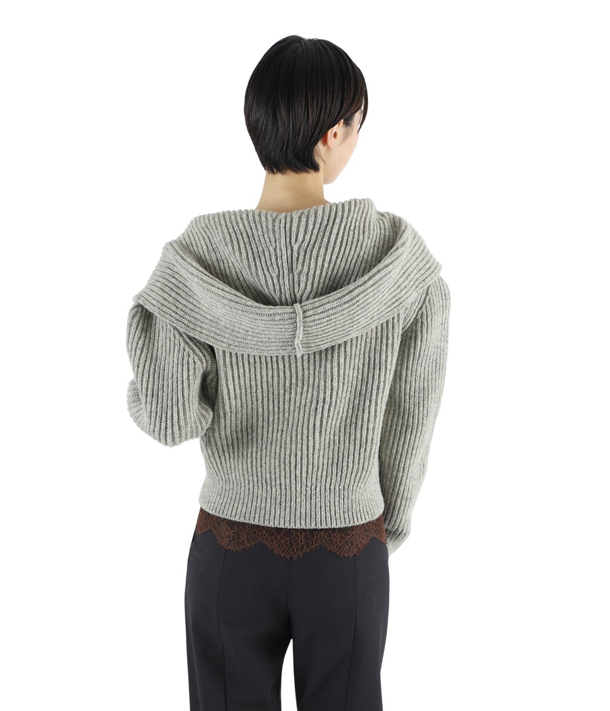 レディース】SHETLAND RIB STITCH HOODED CARDIGAN | FUMIKA_UCHIDA