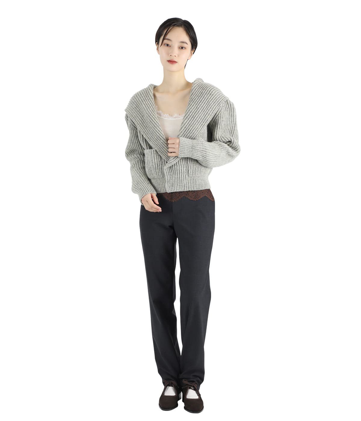 レディース】SHETLAND RIB STITCH HOODED CARDIGAN | FUMIKA_UCHIDA