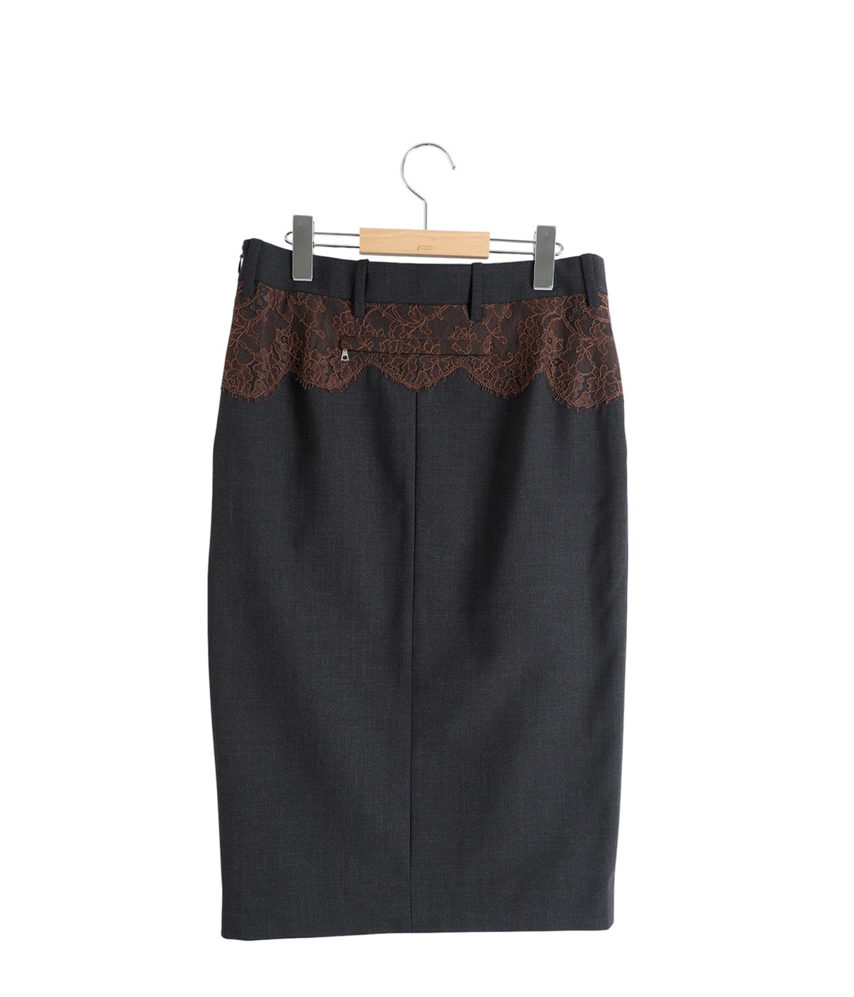 定価8.5万　フミカウチダ　ラフィアウエストパッドミドルスカート　34 レディース】SUITING LACE WAIST MIDI SKIRT | FUMIKA_UCHIDA(フミカ