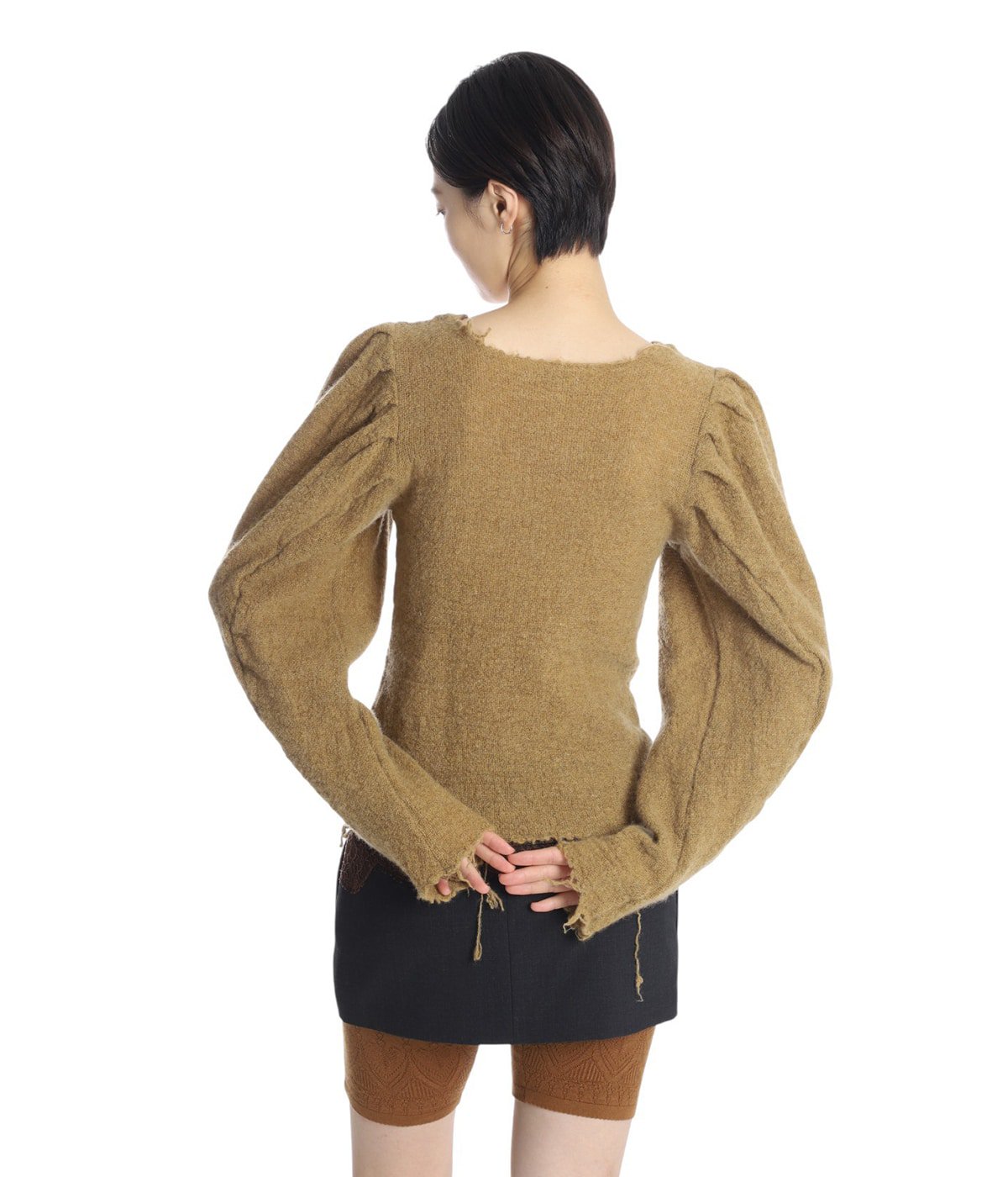 フミカウチダ ショート丈ニット　fumika uchida 34 アームニット レディース】GAUZE SHETLAND PUFF-SLEEVE TOP | FUMIKA_UCHIDA(フミカ