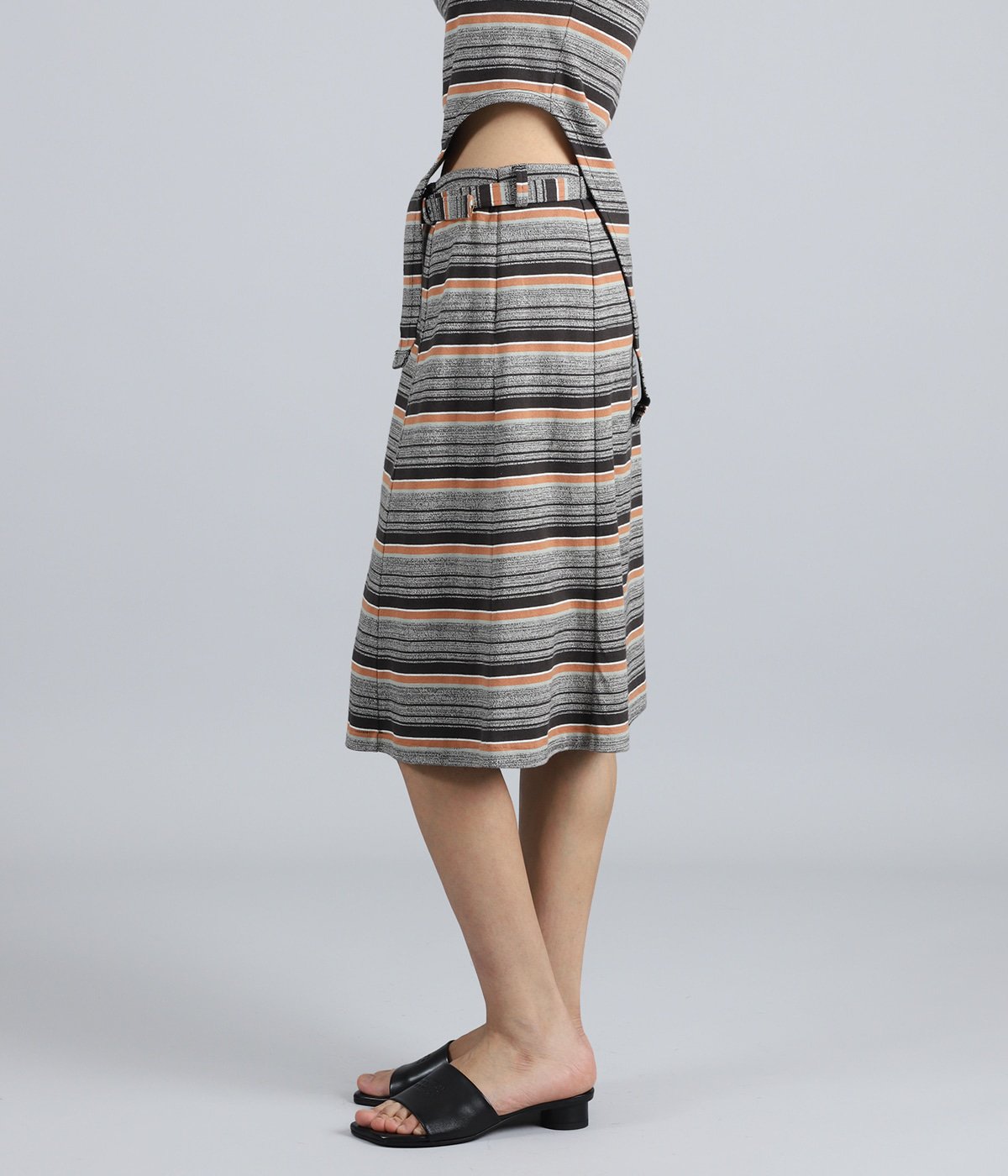 レディース】Grandrelle multi stripe belted skirt | FUMIKA_UCHIDA