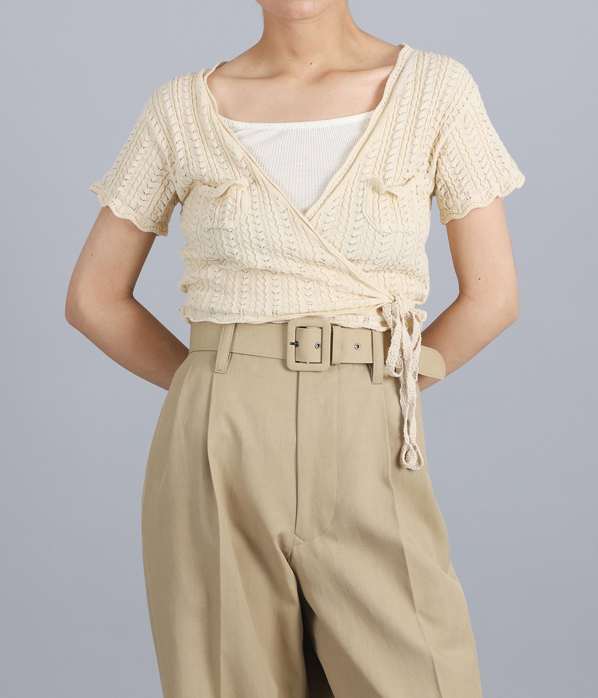 レディース】Lace knit cache-coeur top | FUMIKA_UCHIDA(フミカ