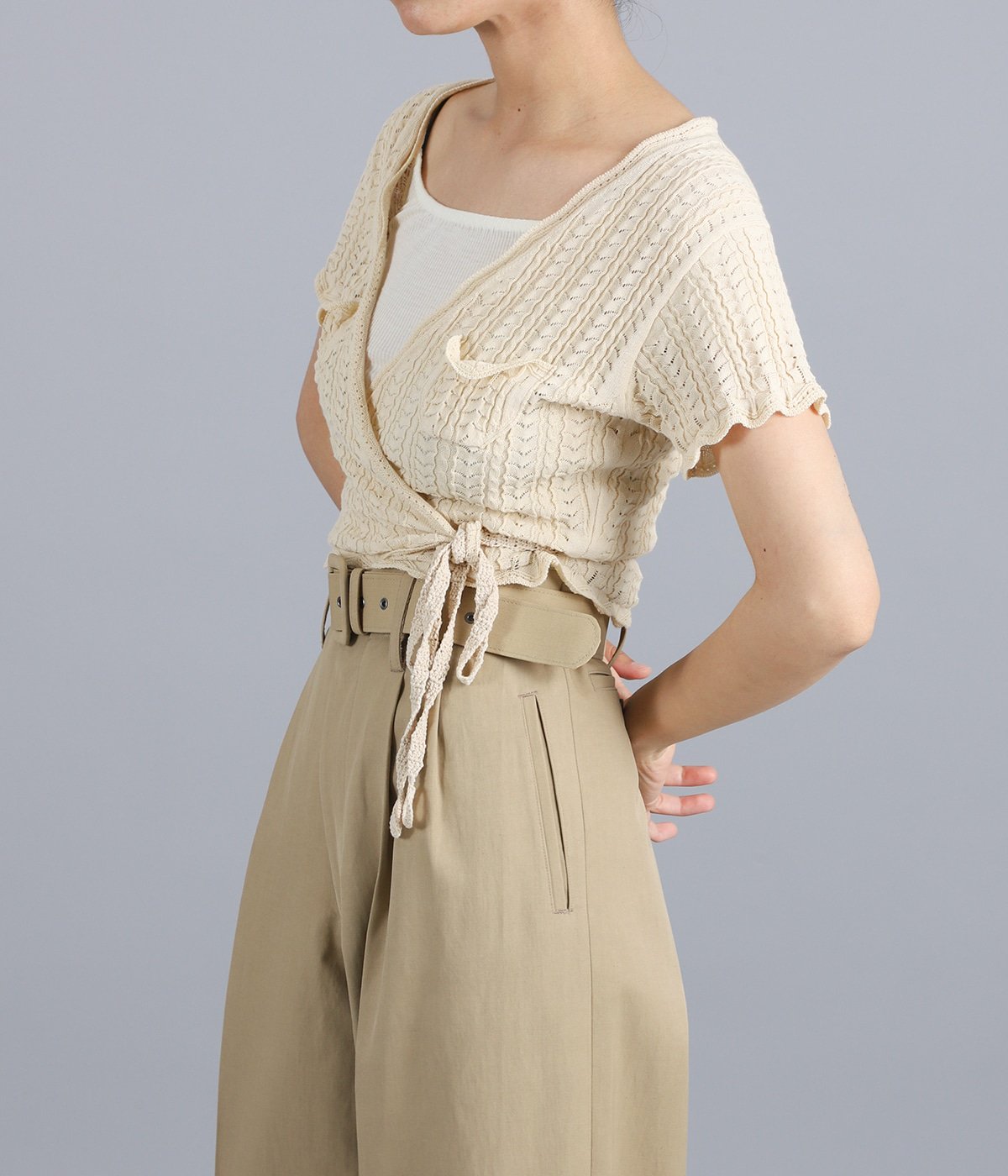レディース】Lace knit cache-coeur top | FUMIKA_UCHIDA(フミカ