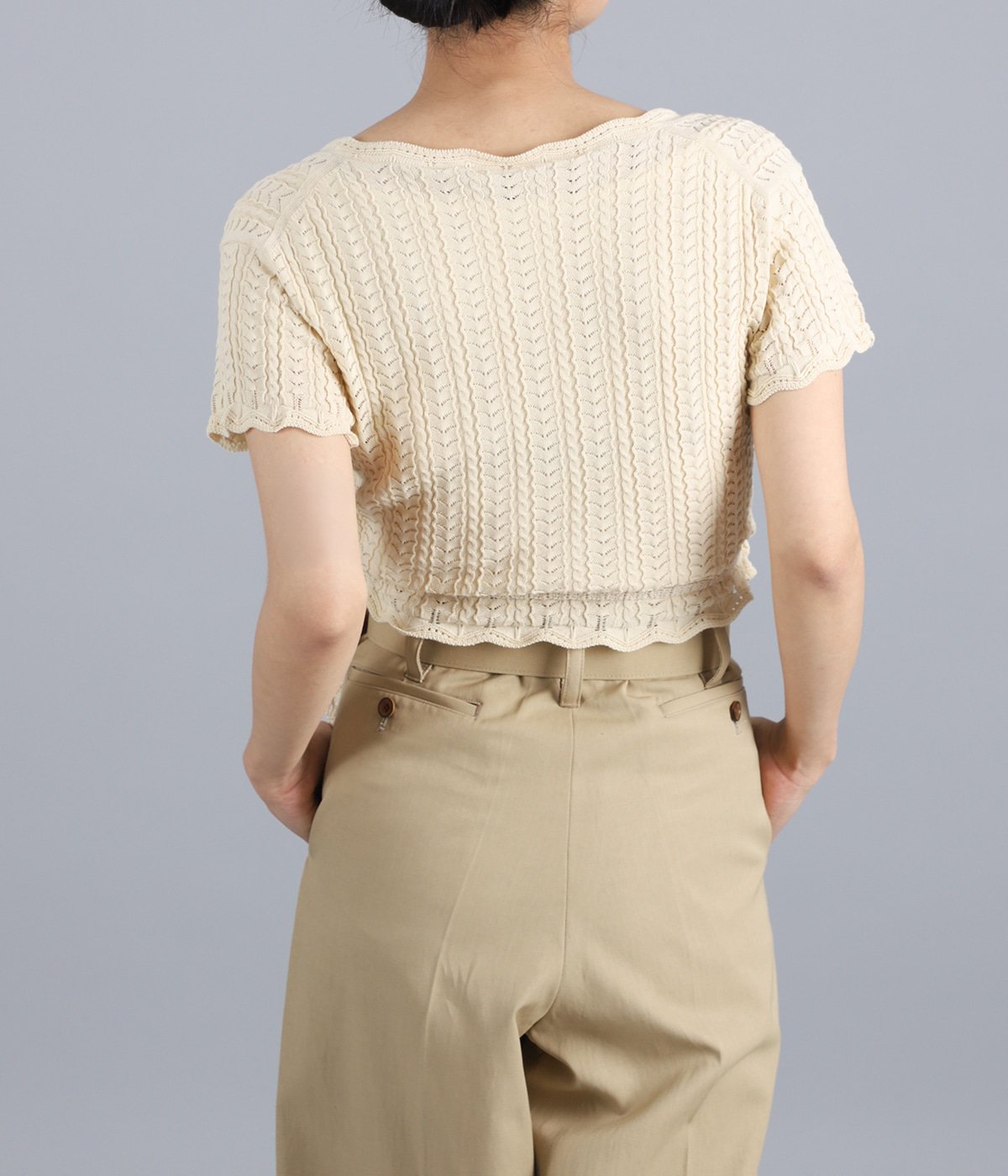 レディース】Lace knit cache-coeur top | FUMIKA_UCHIDA(フミカ