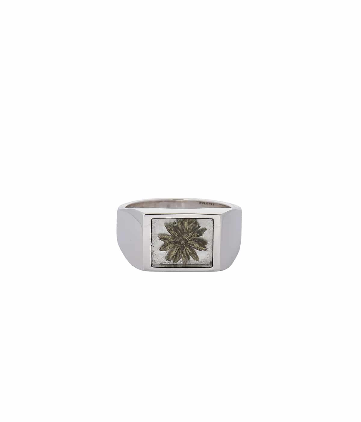 Signet Ring with Gray & Gold Flower | XOLO JEWELRY(ショロ Signet Ring with Gray & Gold Flower | XOLO JEWELRY(ショロ
