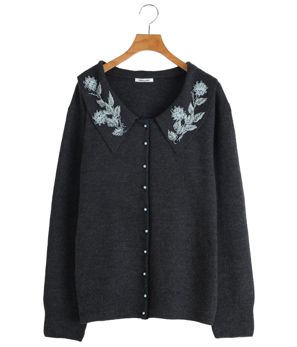 レディース】Hand-beaded Fulling Collared Cardigan | FUMIKA_UCHIDA