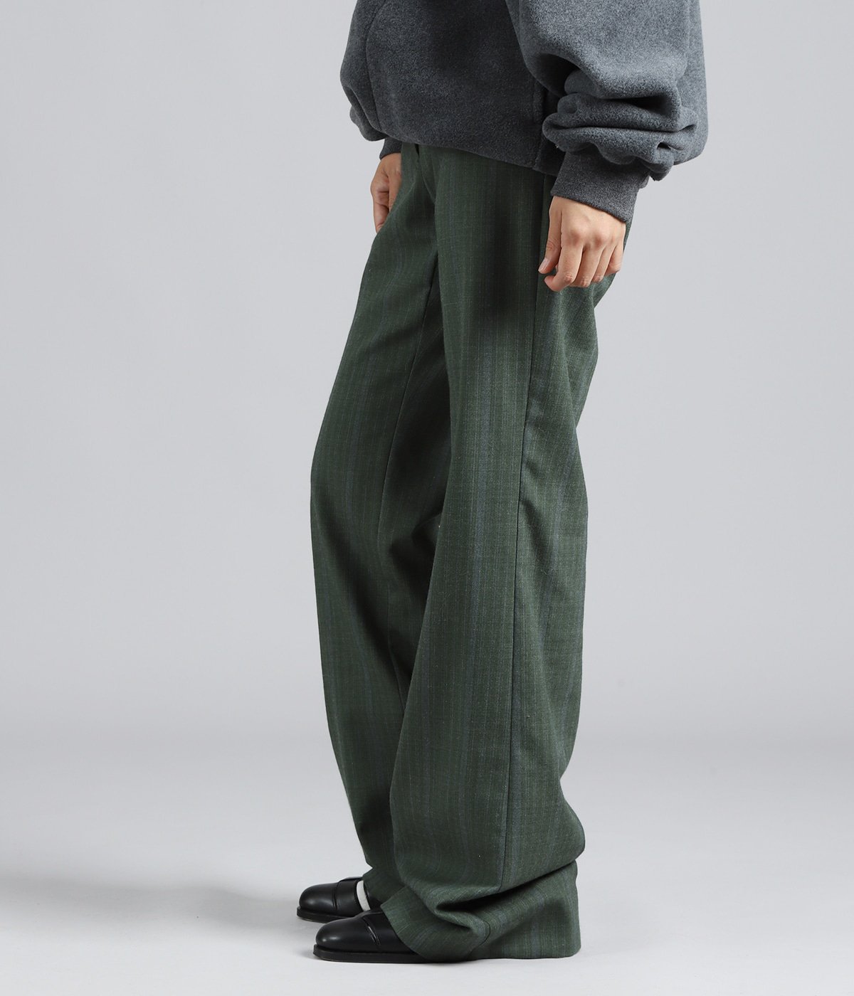 レディース】Striped Wool Suiting Low-waist Slacks | FUMIKA_UCHIDA