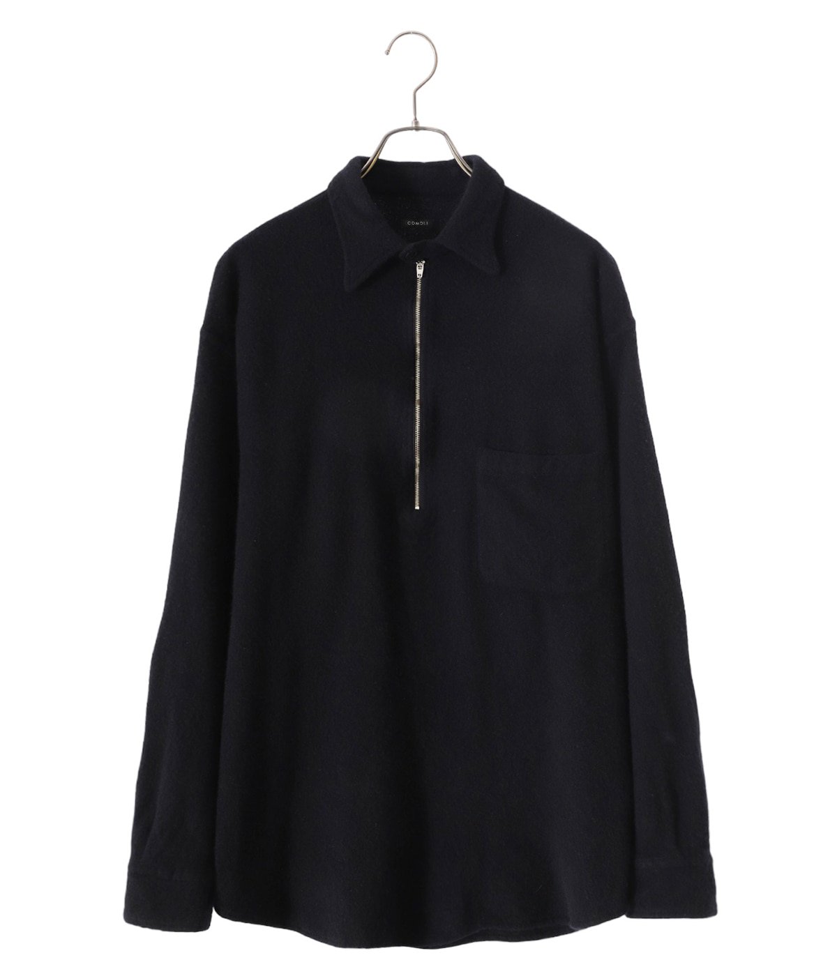 COMOLI コモリ 縮絨ウール ハーフジップシャツ 3 NAVY