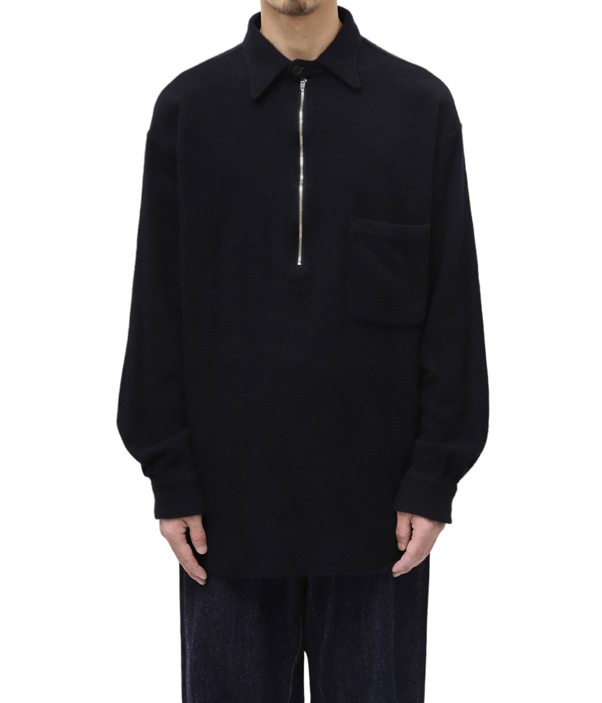 縮絨ウール ハーフジップシャツ | COMOLI(コモリ) / トップス 長袖