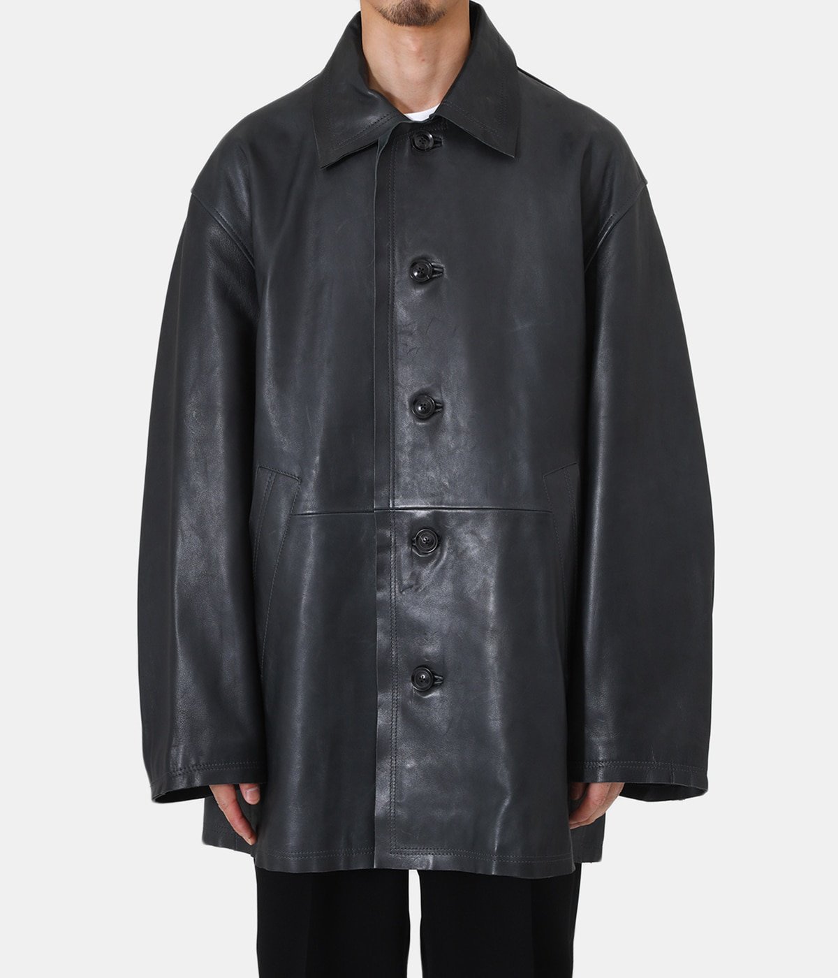 yoke Cut-Off Leather Car Coat 2022 ヨーク - アウター