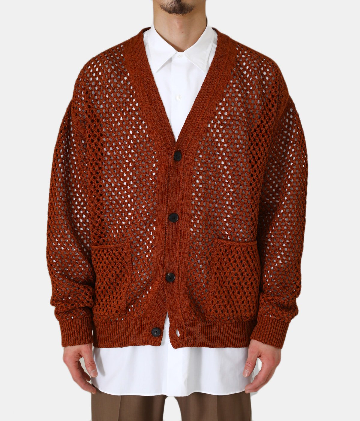 YOKE 22ss meshed knit cardigan | www.busybuddiesinc.com