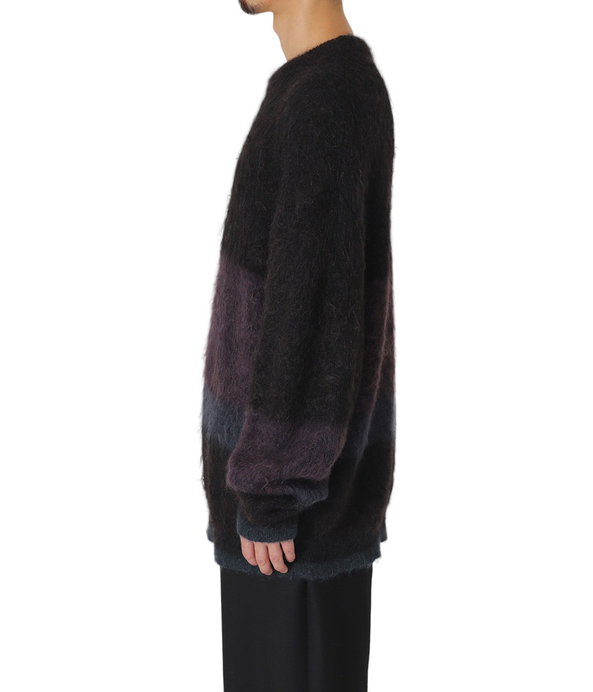 YOKE 23aw MOHAIR BORDER CREWNECK SWEATER