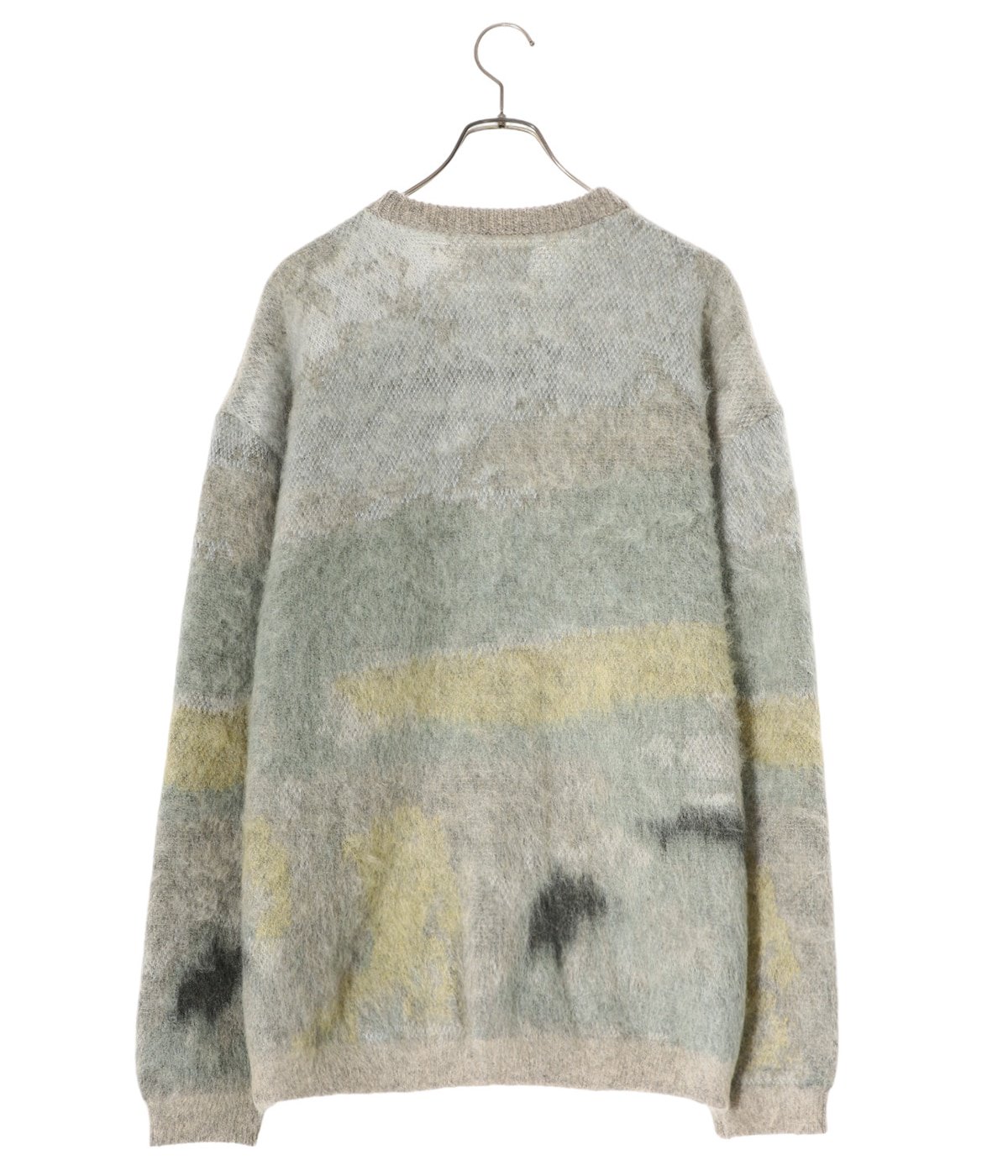 YOKE MOHAIR JACQUARD CREWNECK SWEATER-