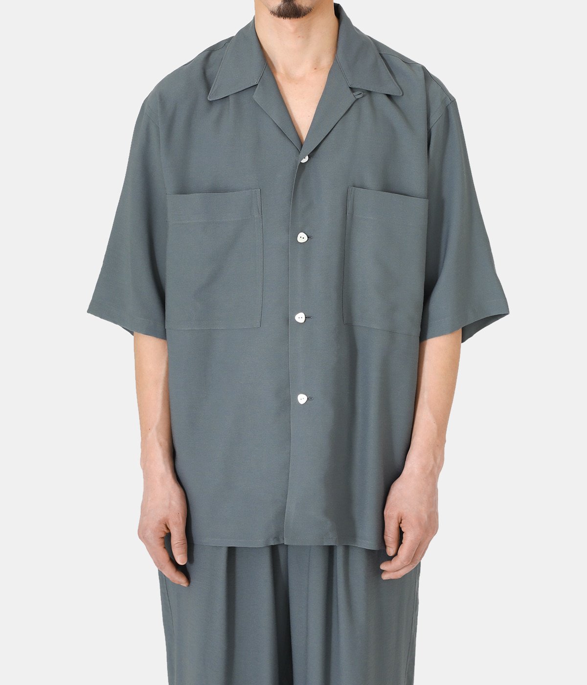 YOKE Wide Fit OpenCollar Shirt 20AW レーヨン-