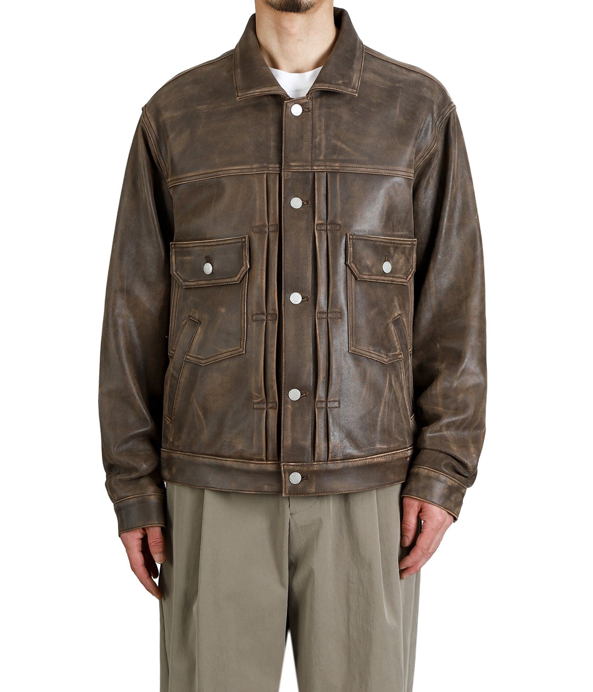 予約】Cracked Leather Trucker Jacket | YOKE(ヨーク) / アウター
