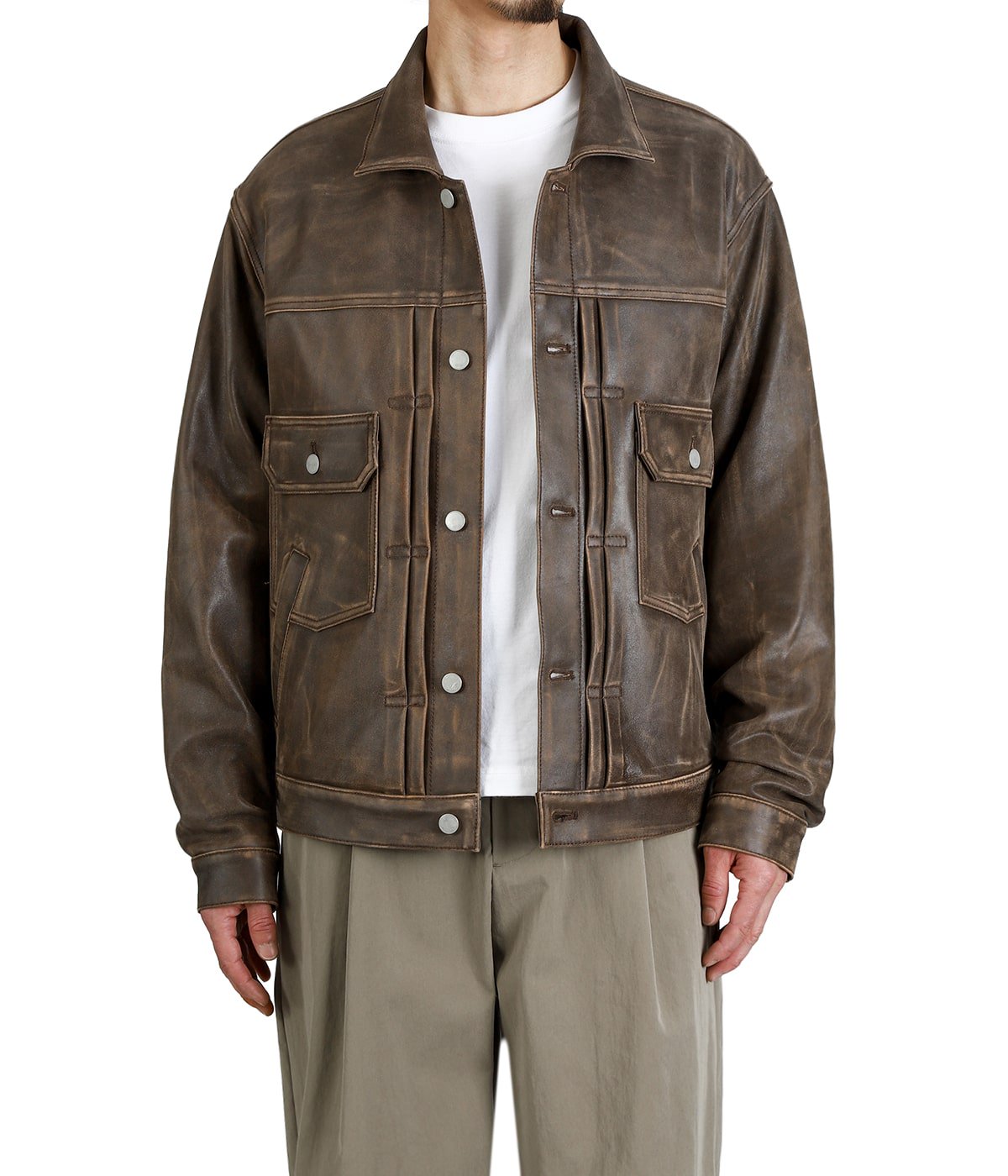 予約】Cracked Leather Trucker Jacket | YOKE(ヨーク) / アウター