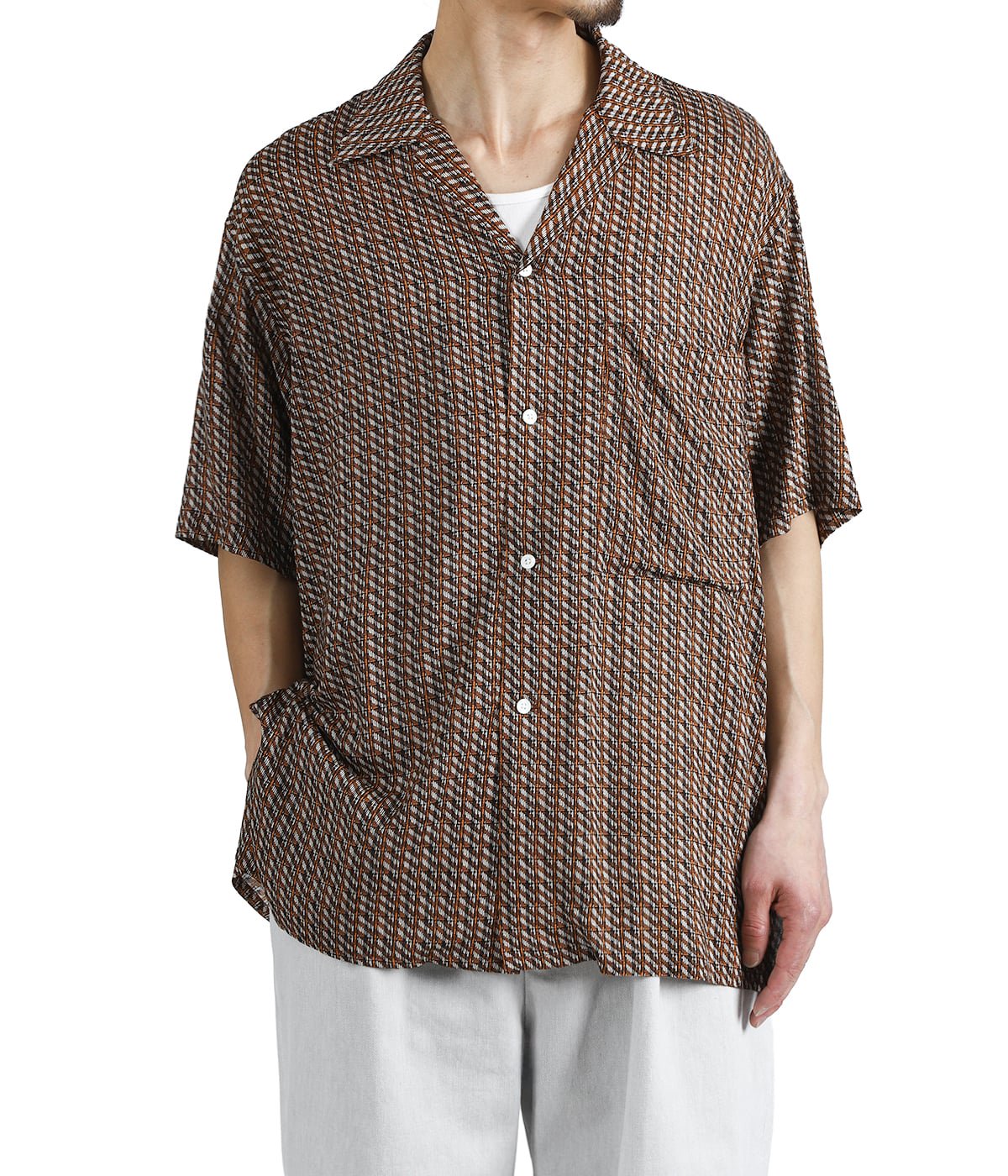 Vintage Pattern Printed Open Collar Shirt | YOKE(ヨーク