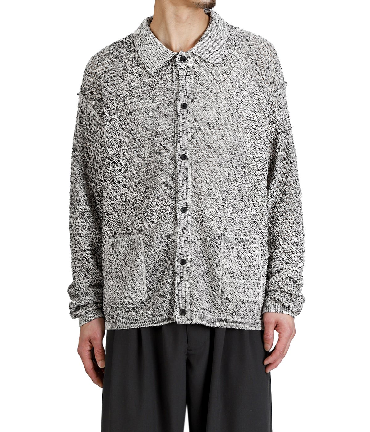カーディガン MEDI MESH OVER KNIT SHIRT Mesh Knit Shirt Cardigan
