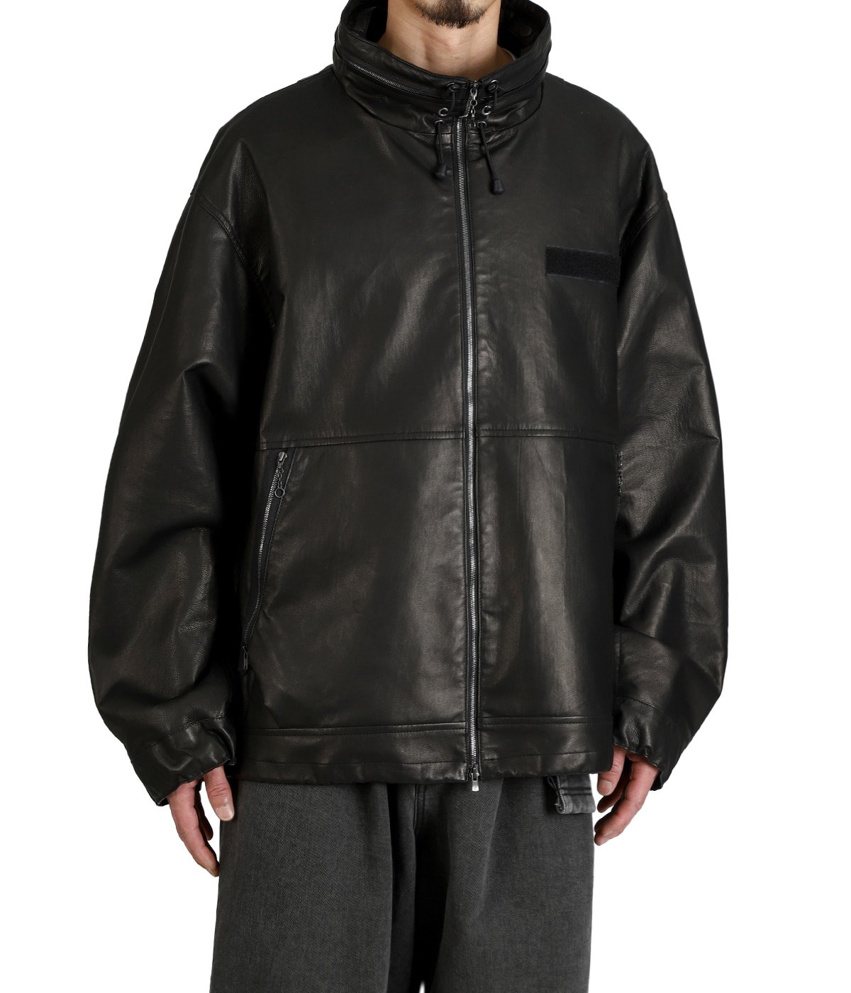 barbell object 黒 ml parkaレザージャケット ML PARKA BLACK | FUDGE UP NOTHING