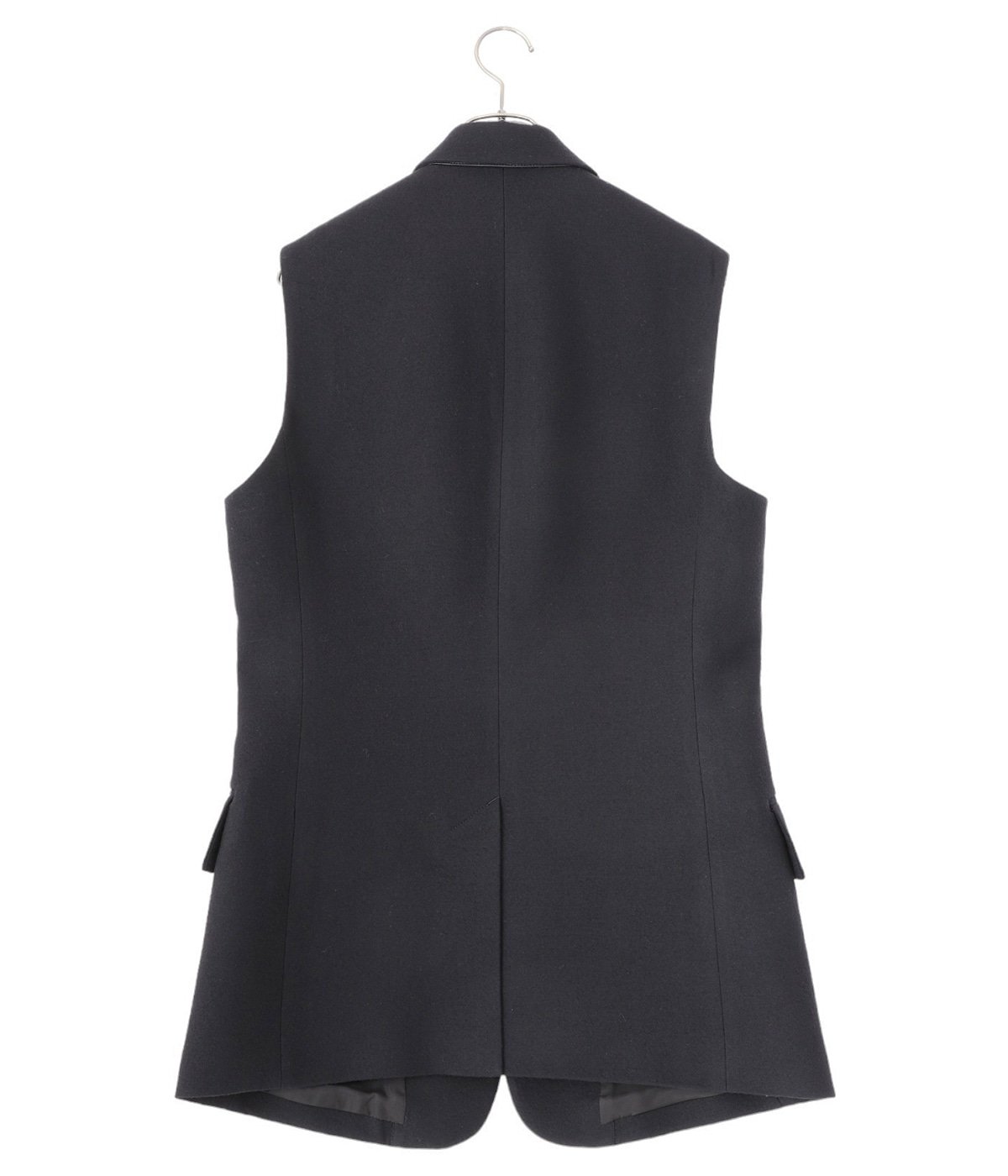 right - left sleeveless peaked lapel jacket