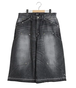 NEWCOMMUNE Aged Baggy Denim Shorts