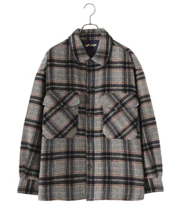 is-ness isness イズネス ウール　モヘア　ジャケット　チェック is-ness MOHAIR SHIRT JACKET | MAROON
