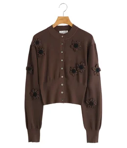 レディース】FLOWER MOTIF KNIT CARDIGAN | CLANE(クラネ) / トップス